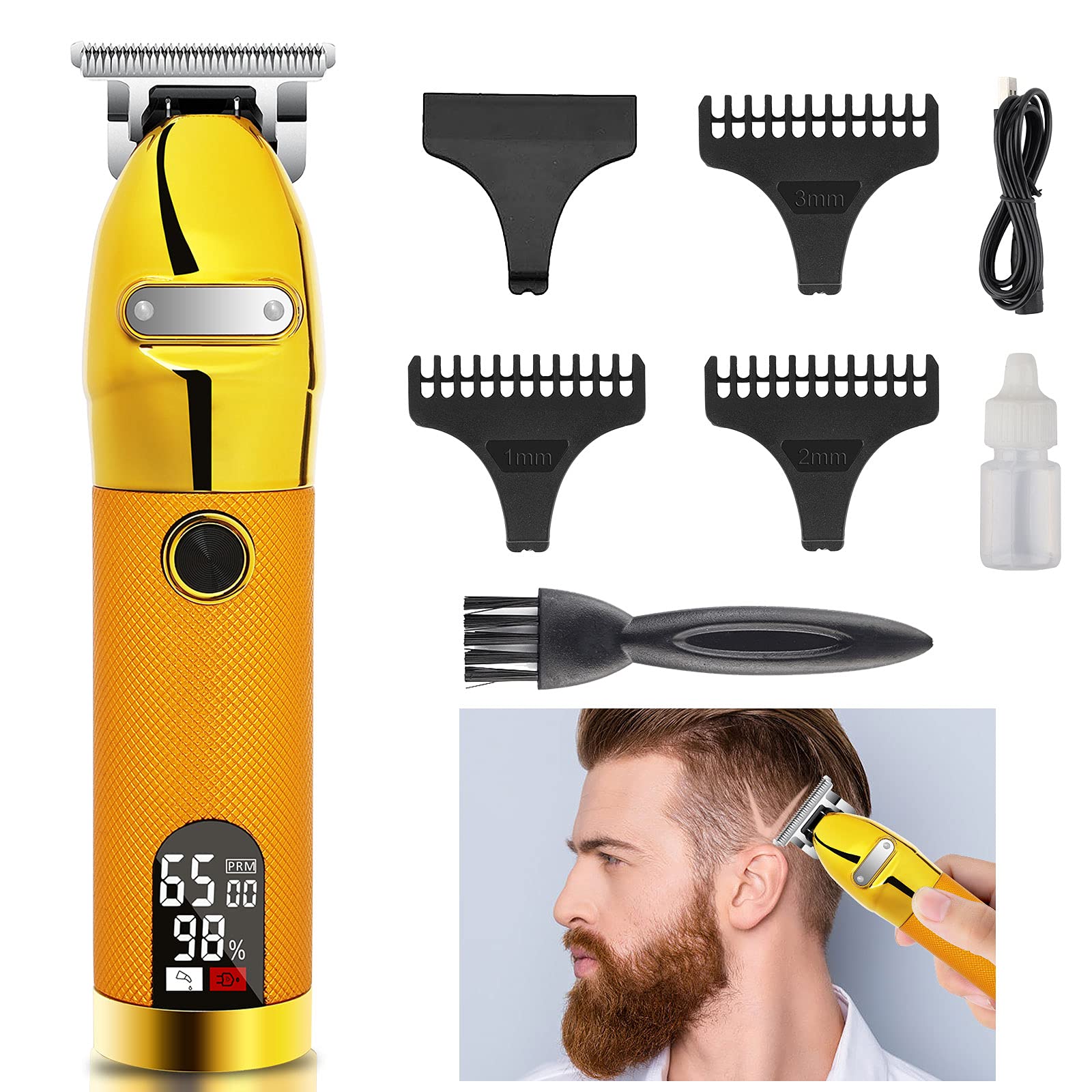 Hair Clippers Men Professional Cordless Hair Clippers Set for Men Beard Trimmer Rechargeable LED Display, Electric Self Haircut Kit Shavers for Gents Kids Family and Barbers Wet & Dry