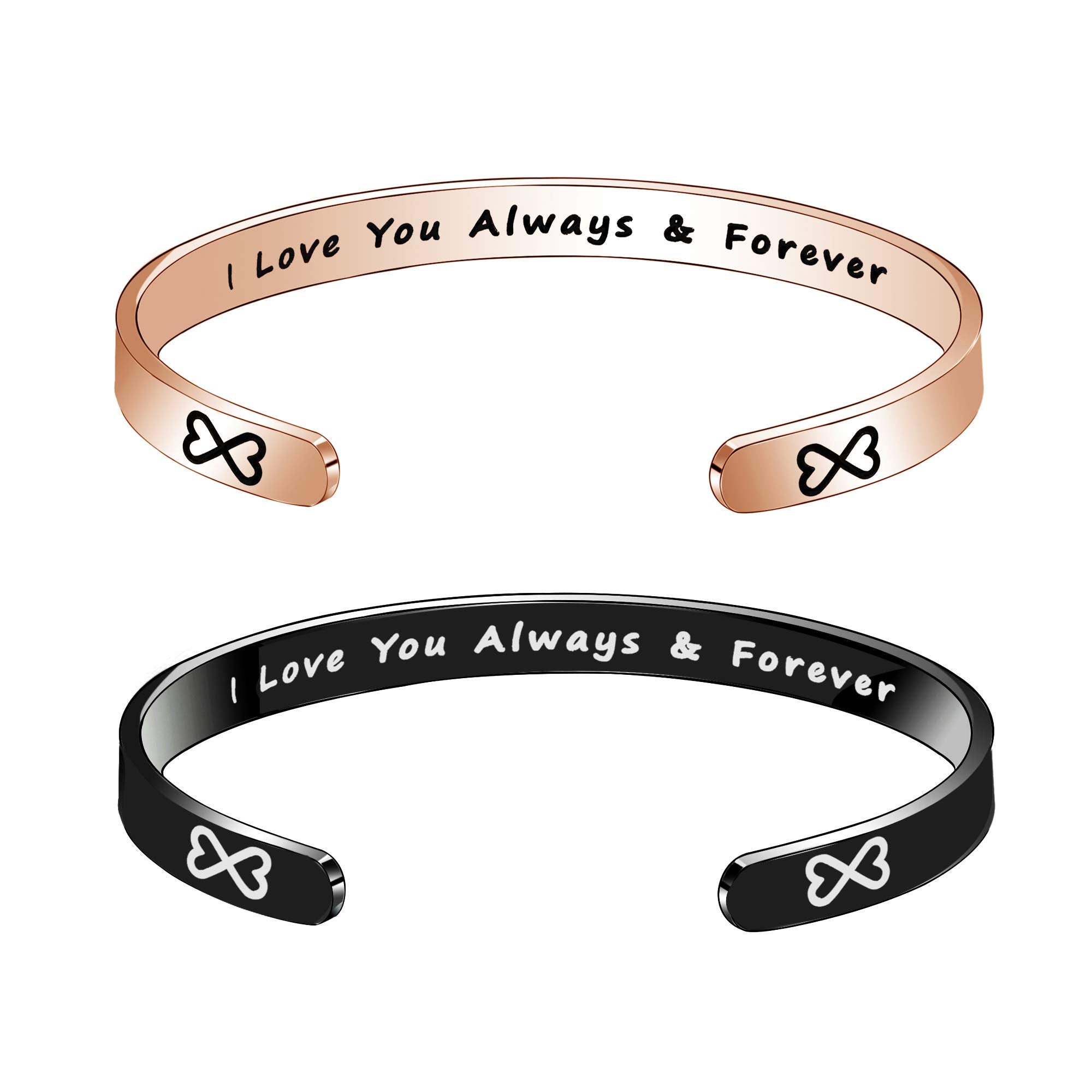 I Love You Forever & Always Couples Bracelets Bangles Jewellery Girlfriend Boyfriend Wife Husband Valentine's Day Gift