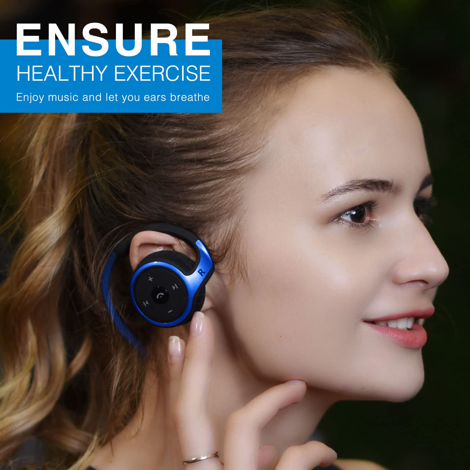 Bluetooth Wireless Running Headphones, Zero Pressure Design Earphone with HiFi Stereo Sound, Clear Voice Capture Technology, Foldable Pocket Size for Gym/Yoga/Travel(blue)