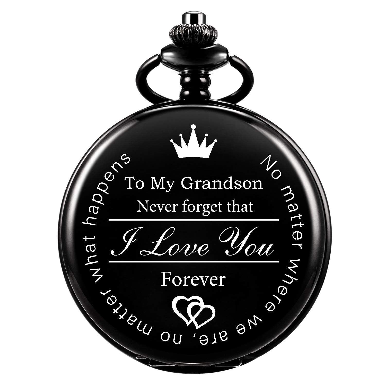 Pocket Watch ManChDa Memory Engraved to My Grandson Pocket Watch I Love You to Grandson from Grandpa Grandma