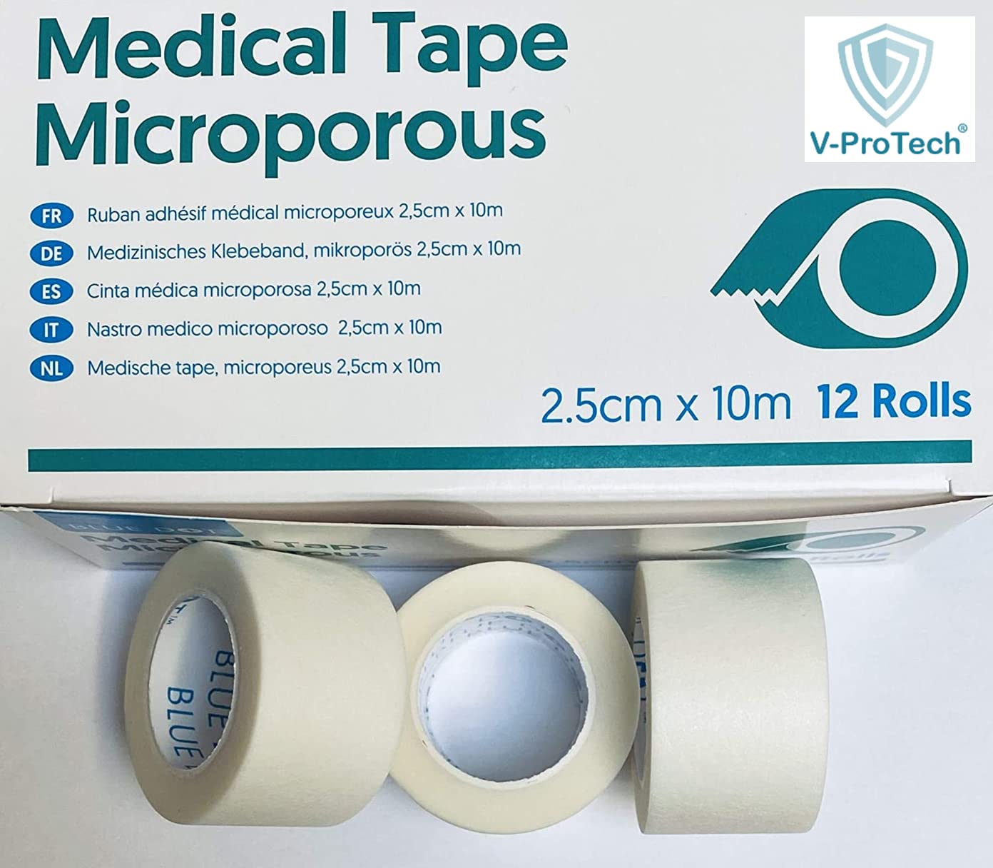 Pack of 12 MICROPORE Surgical Tape First Aid Medical Tape Microporous Tape Strong, Breathable, Comfortable, Multipurpose Tape White Easy Tea (2.5cm X 10m - 12 Rolls)