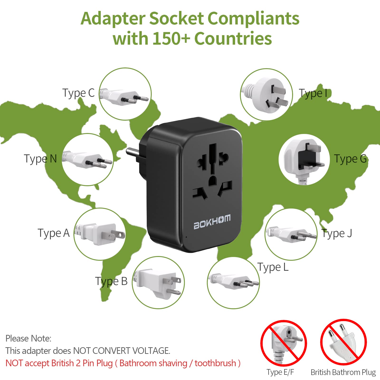 UK to Europe Travel Adapter with USB, Universal Travel Adapter (2 USB -A & 1 Type-C) Plug Adapter Worldwide Travel Adaptor to EU Germany France Spain Portugal Iceland Greece Poland and More(Type E/F)