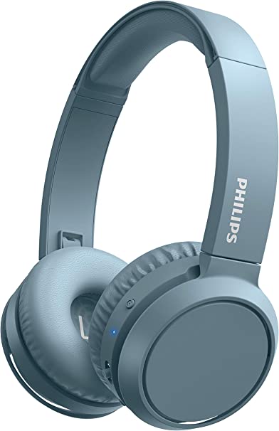 Philips On-Ear Headphones H4205BL/00 with Bass Boost Button (Bluetooth, 29 Hours' Playback Time, Quick Charging Feature, Noise Isolating, Flat Folding), Matte Blue