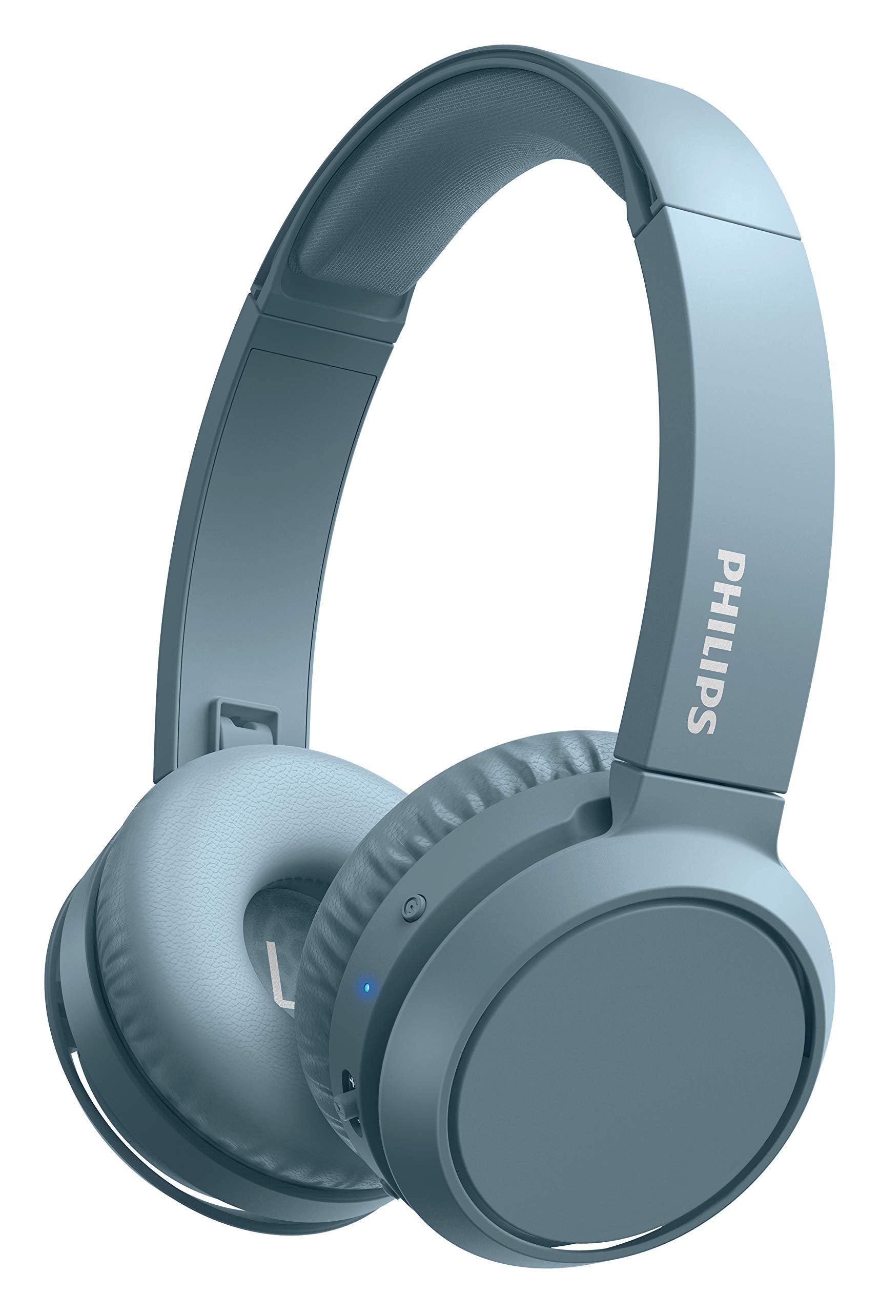 Philips On-Ear Headphones H4205BL/00 with Bass Boost Button (Bluetooth, 29 Hours' Playback Time, Quick Charging Feature, Noise Isolating, Flat Folding), Matte Blue