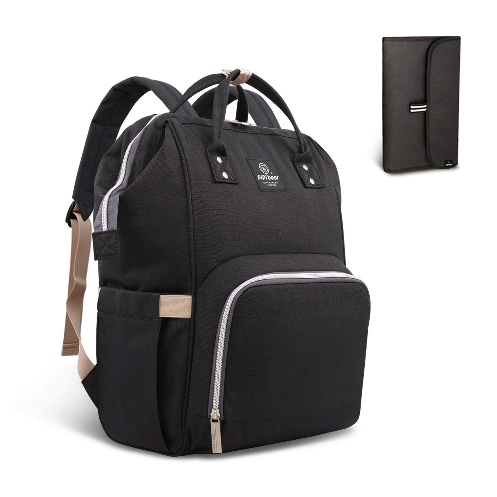 HEYI Diaper Tote Bag - Travel Backpack Organizer, Black