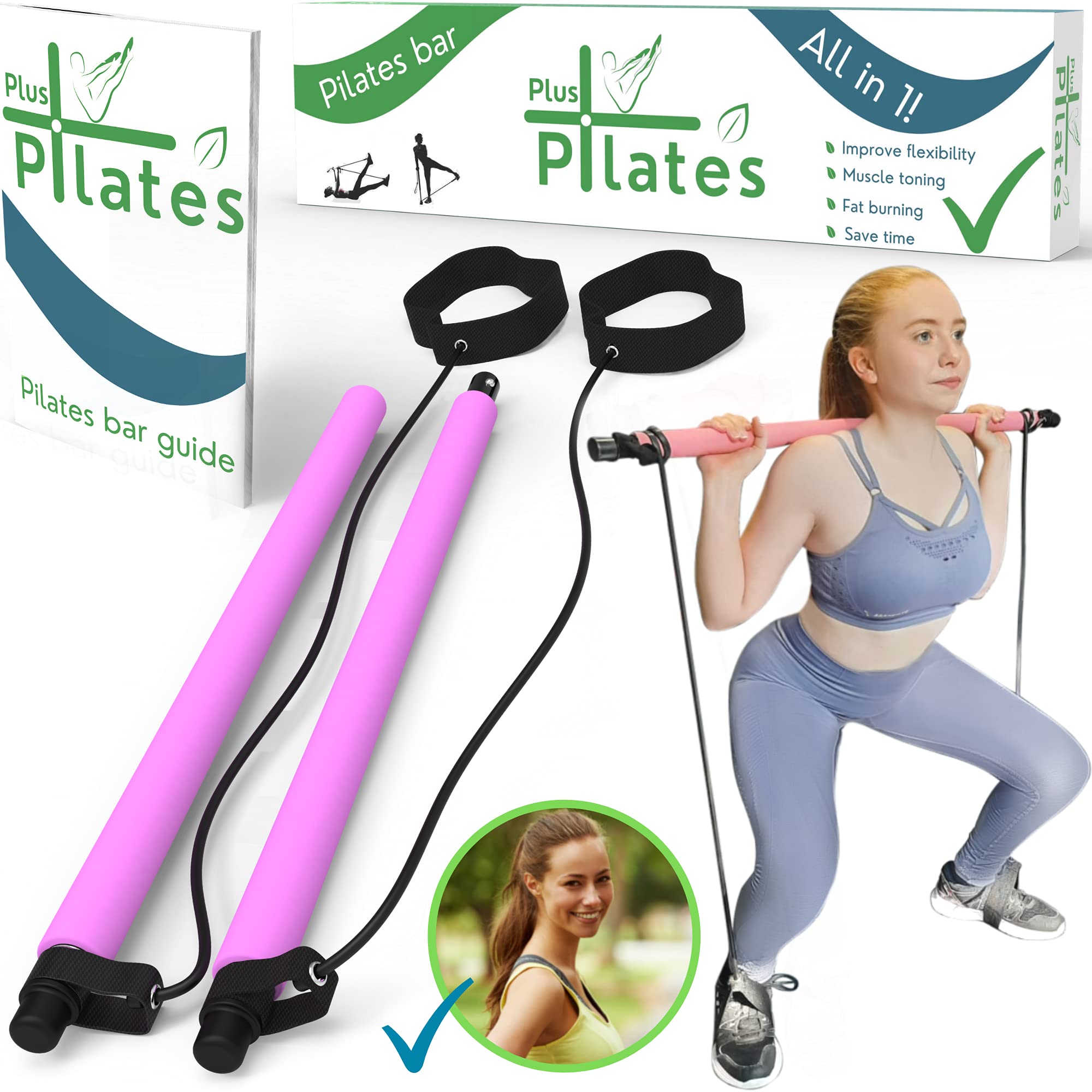 Portable Pilates Bar Kit, | Workout Bar, | Gym Equipment for Home Use, Exercise Bar, Exercise Equipment for Women, Pilates Stick, Gym Stick, Resistance Bar, Workout Stick
