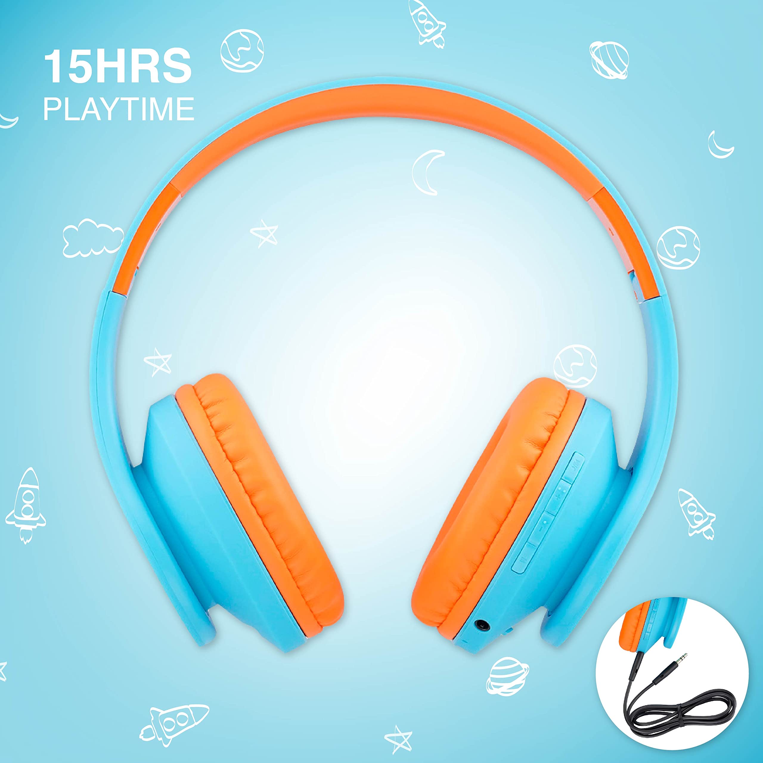 Kids Headphones, PowerLocus P2 Bluetooth Headphones for Kids with Volume Limit 85DB, Kids Wireless Headphones Over Ear with Microphone, Foldable, Carry Case, Micro SD/TF for iPhone/iPad/Laptop/PC/TV