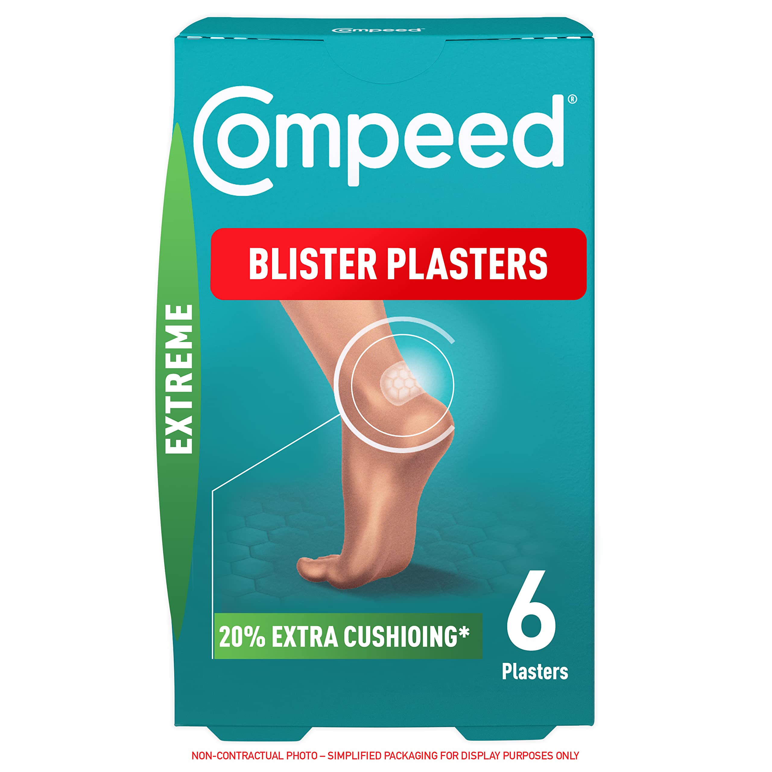 Compeed Extreme Blister Plasters, 6 Hydrocolloid Plasters, Foot Treatment, Heal Fast, 100% Plastic Free Carton Pack