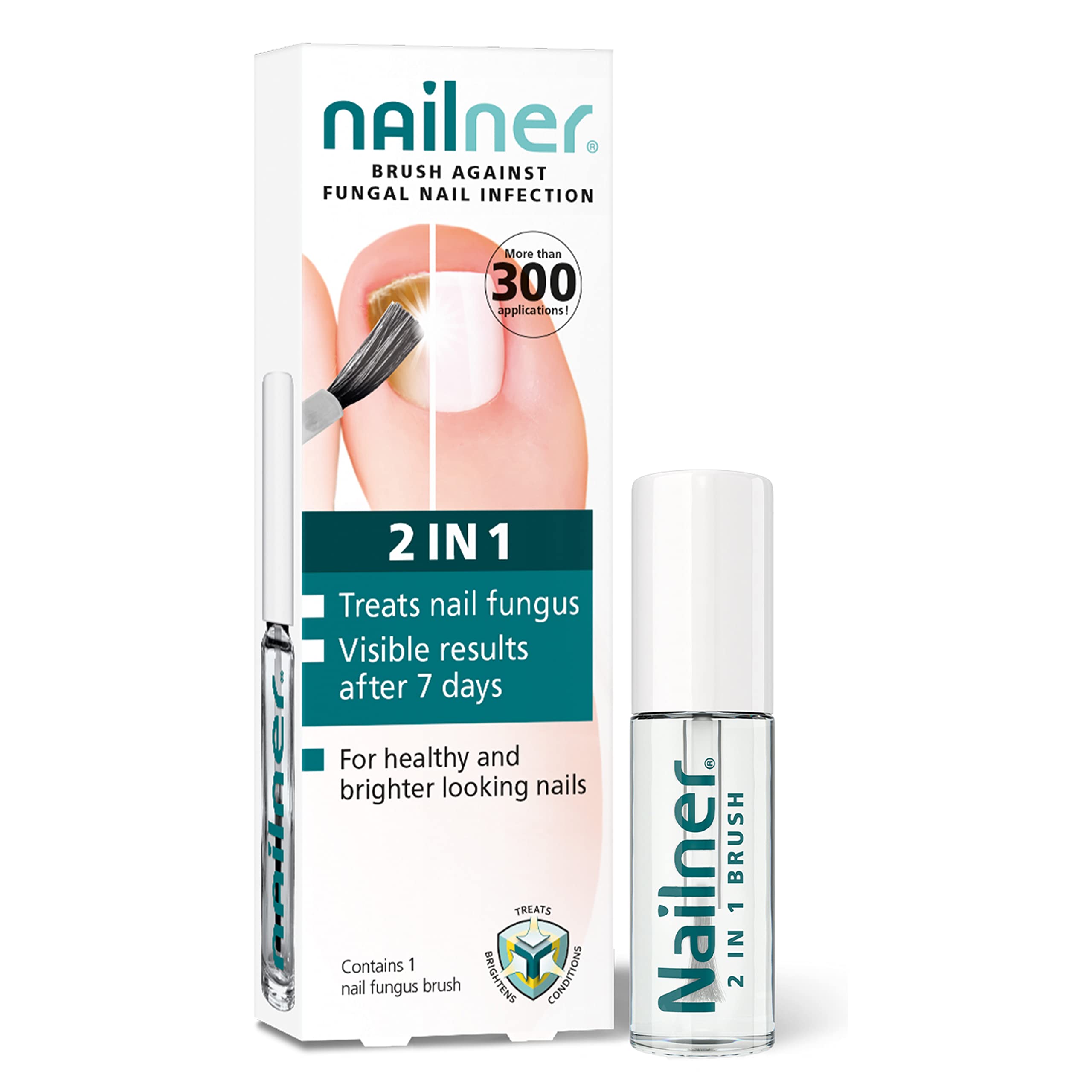 Nailner Fungal Nail Treatment Brush 5 ml - Extra Strong Anti Fungal Nail Treatment for Toenails - 2 in 1 Treat & Prevent Toe Nail Fungus - Antifungal Nail Infection - Clinically Tested & Fast Results