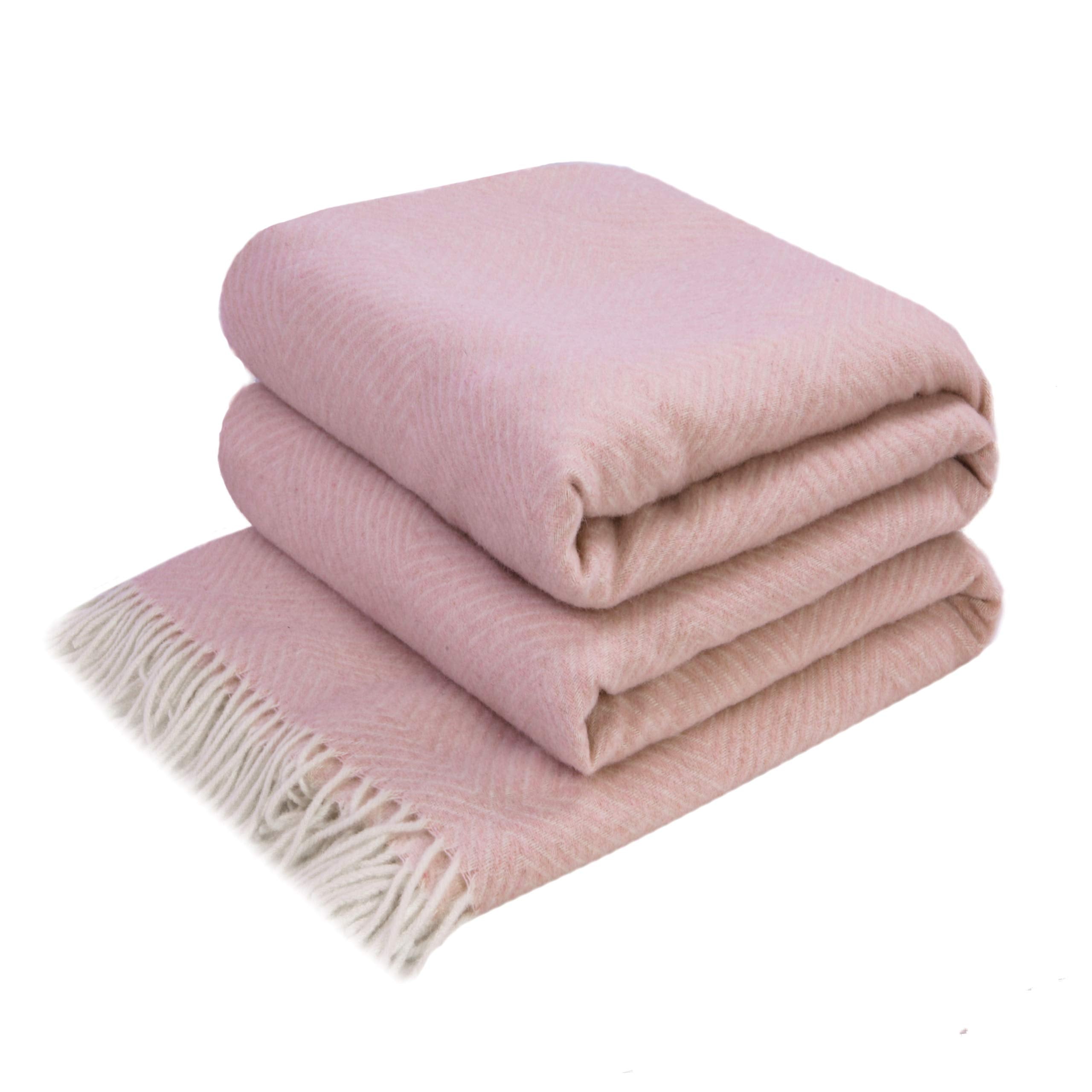 LoveYouHome Wool Merino Rombs Blanket-Throw For Sofa Single / Double Bed Sofa Soft Extra Large and Thick (55 in X 79 in | 140 cm X 200 cm - Whity-Pink)