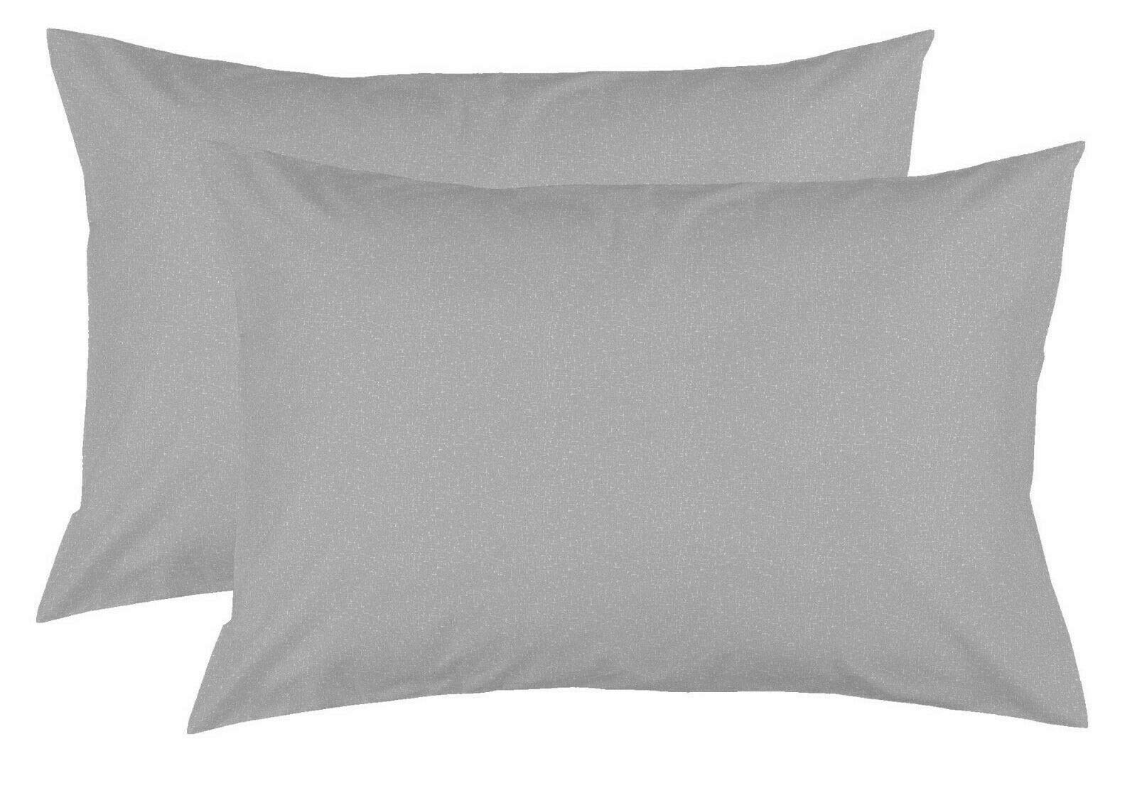 Pair Of Housewife Pillow Cases | Plain Dyed Pillowcase Polycotton | Machine Washable, Easy Care| UK Standard Size - 50x75cm (Silver)