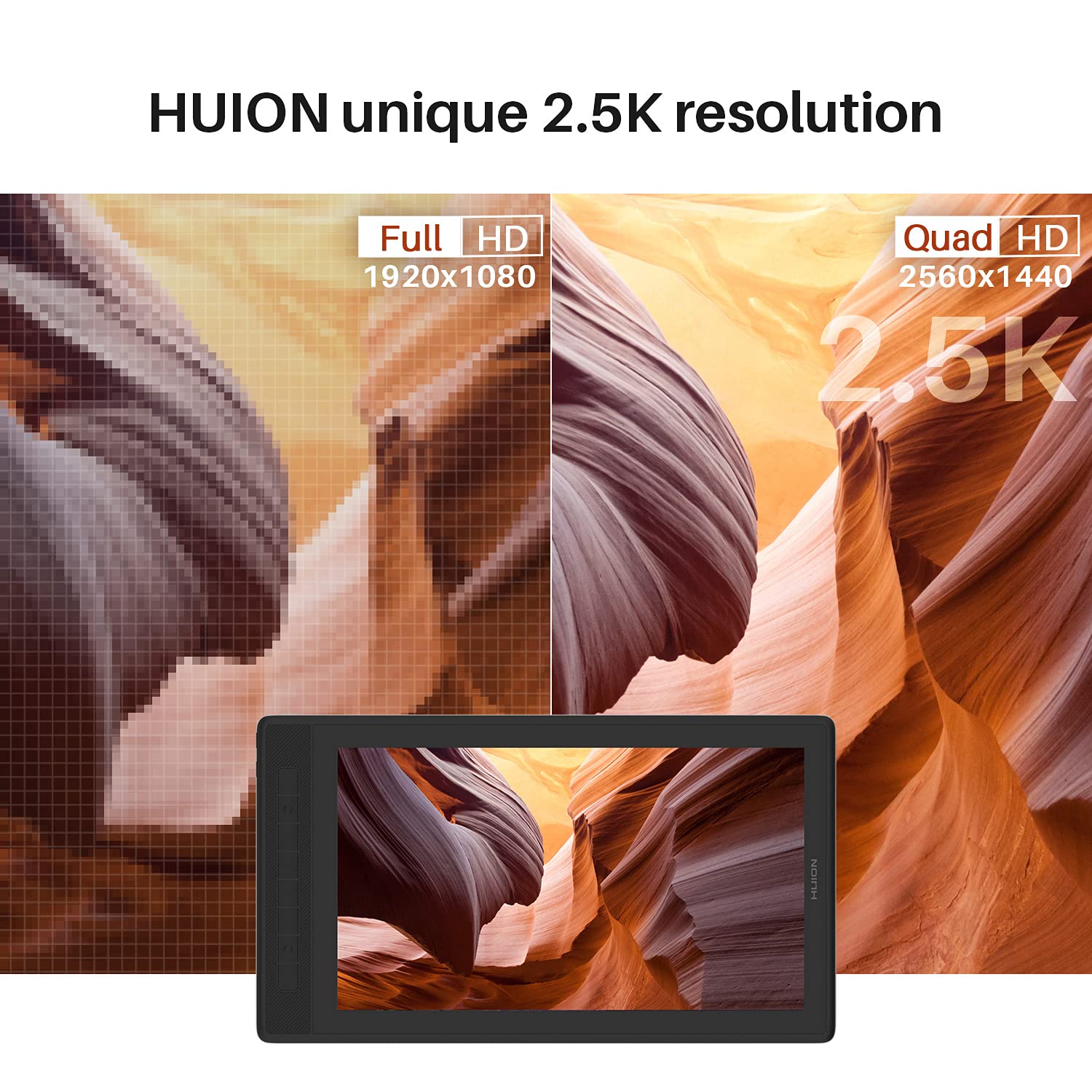 HUION 2022 Kamvas Pro 16 2.5K QHD Graphics Drawing Tablet with Screen, 145% sRGB and Full Lamination Pen Display with Battery-Free Pen, Compatible with Windows, Mac & Android