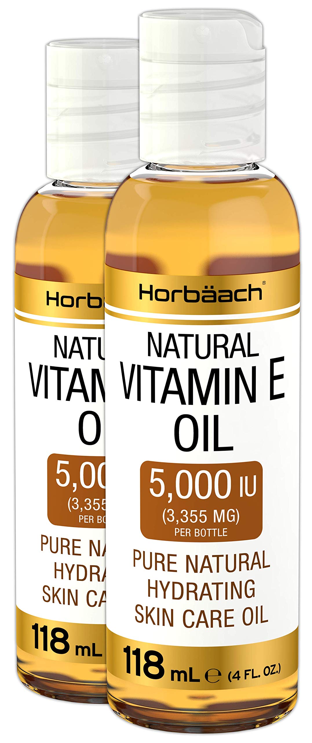 Pure Vitamin E Oil 5000 IU Multipack | 2 x 118ml | for Face, Skin, Hair, Stretch Marks & Cuticles | Free from Parabens, SLS | Cruelty Free | by Horbaach