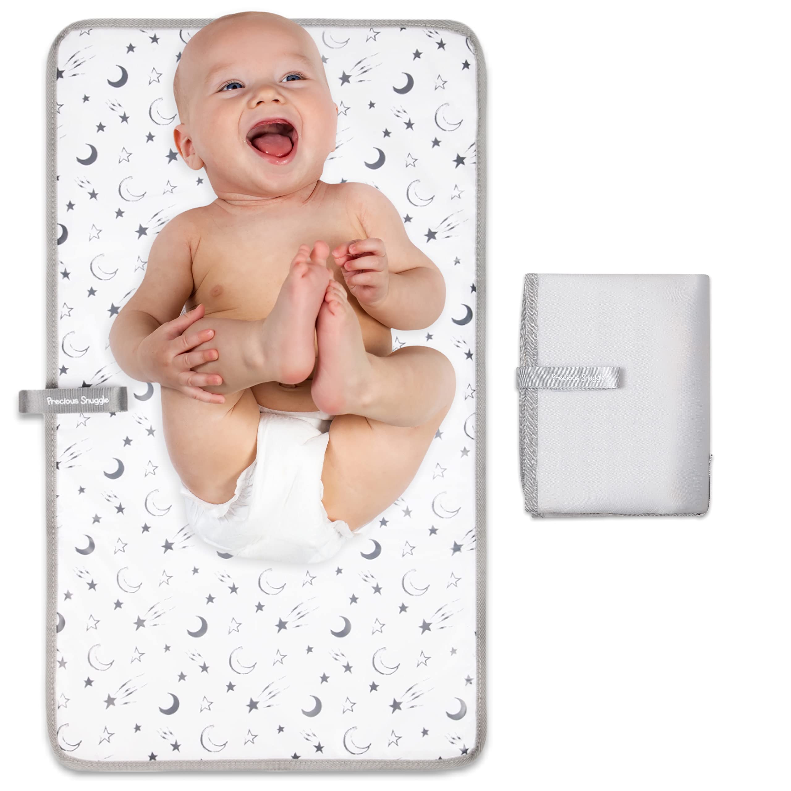 Precious Snuggle | Unisex-Baby Changing Travel Mat 2022 | Portable Changing Mat | 65cm x 38cm | Double Wipeable Sides | Hand Washable + Waterproof | Premium & Recommended by Parents (Shooting Star)