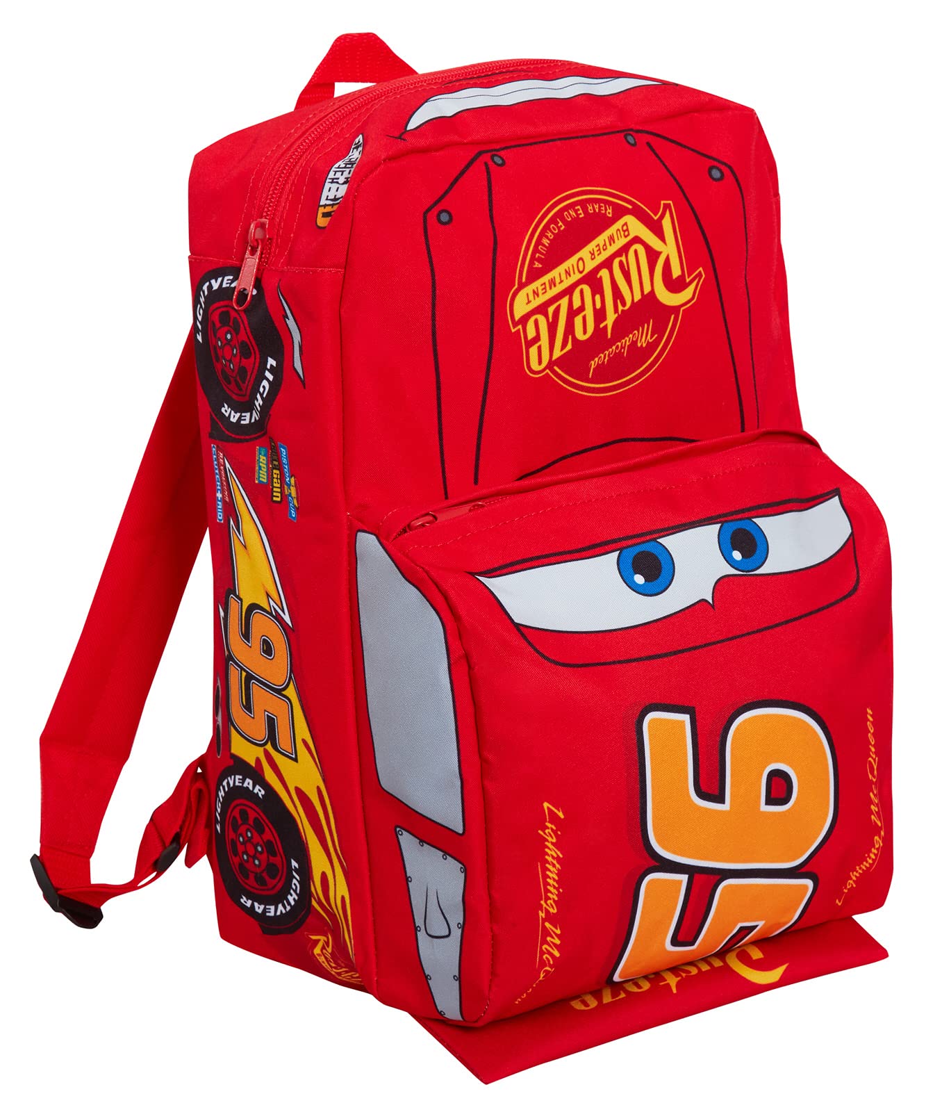 Disney Kids Cars Backpack Official Lightning McQueen 'Piston Cup Champion' 3D Effect Car Children's School Nursery Lunch Bag Large Rucksack Red 95 Carry On