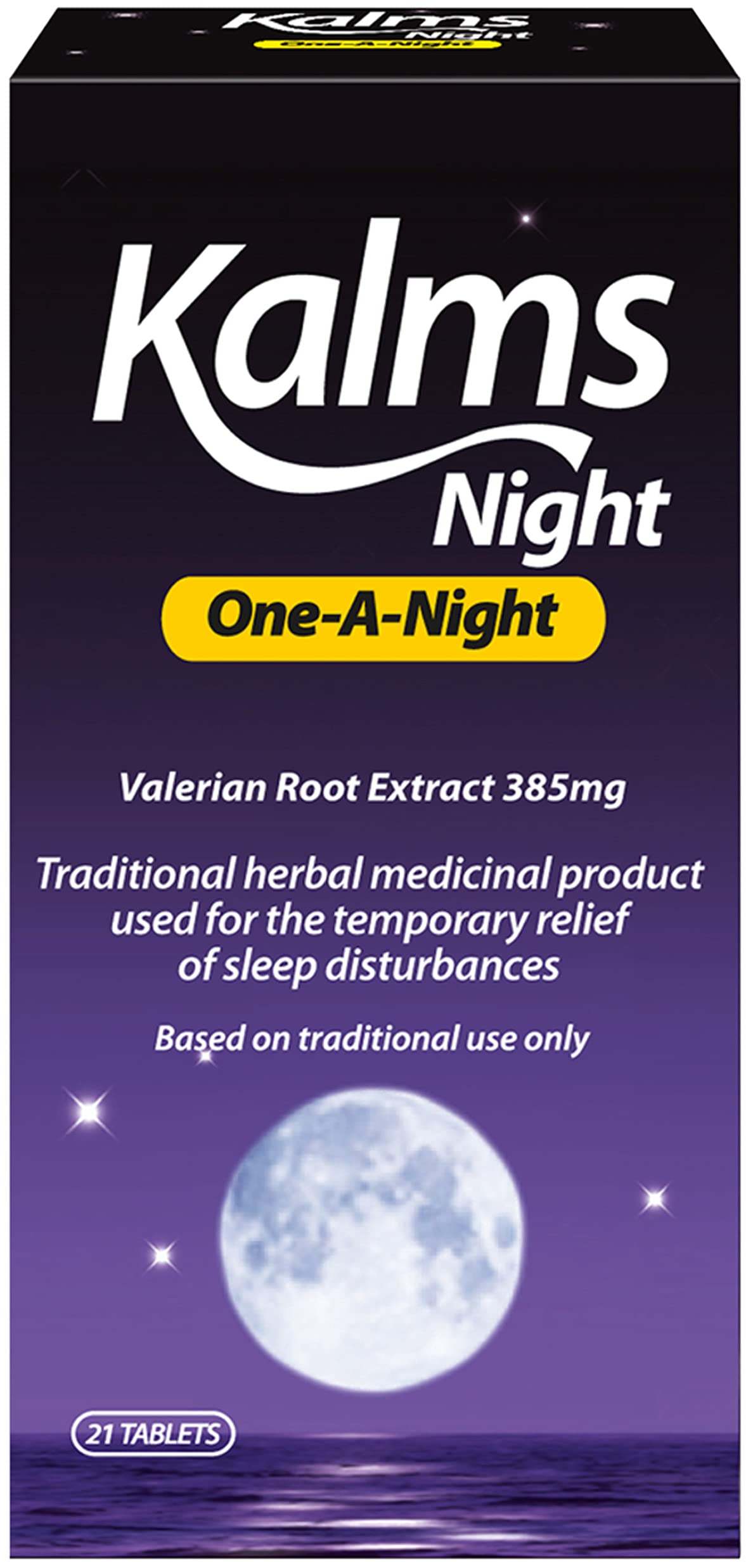 Kalms Night One-a-Night 21 Tablets - Traditional Herbal Medicinal product used for the temporary relief of sleep disturbances. One tablet a night dose.