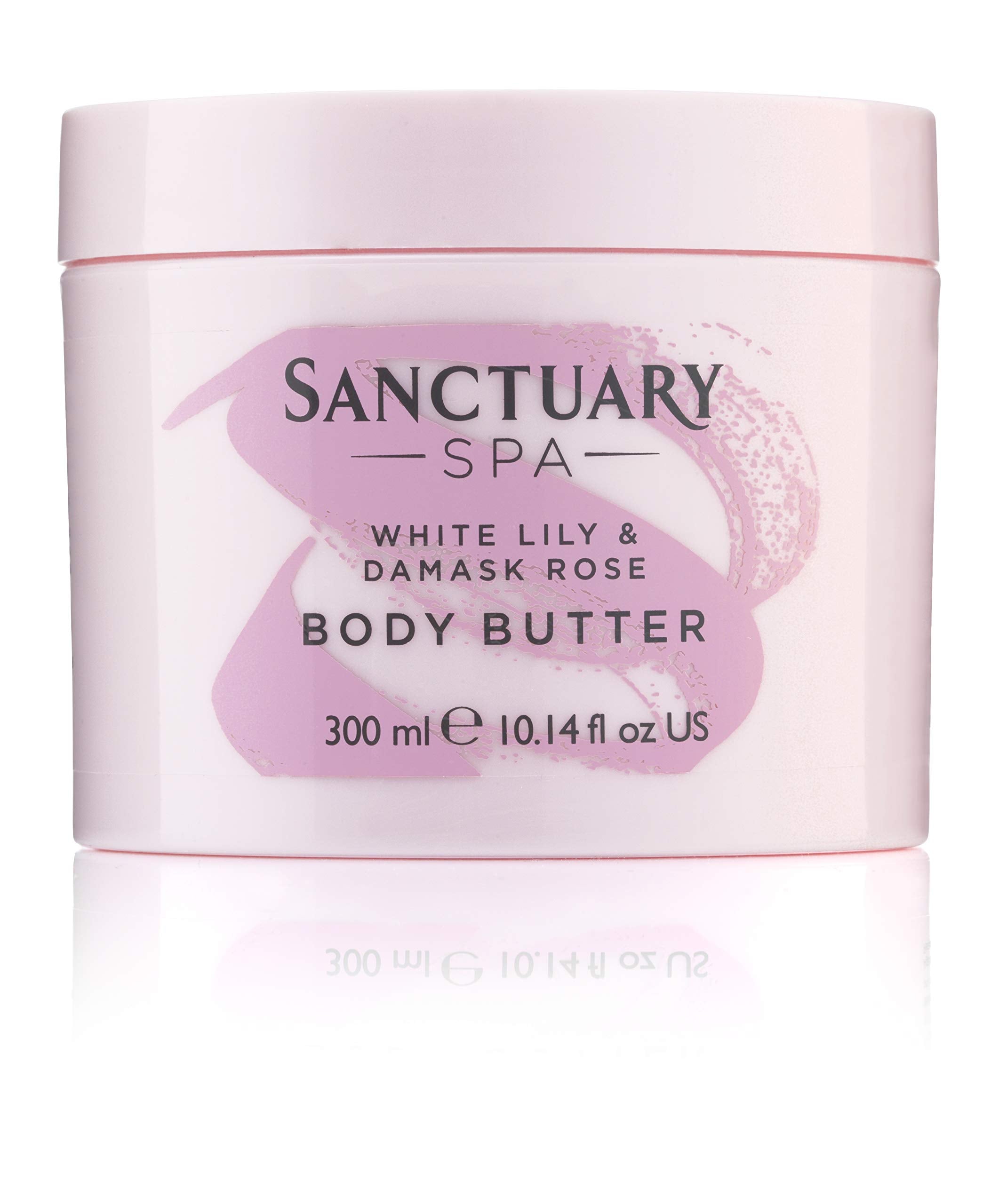 Sanctuary Spa Body Butter, White Lily & Damask Rose Body Moisturiser with Shea Butter, Vegan and Cruelty Free 300ml