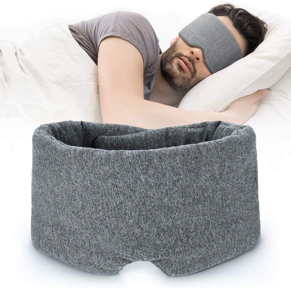 100% Handmade Cotton Sleep Mask Blackout - Comfortable & Breathable Eye Mask for Sleeping Adjustable Blinder Blindfold Airplane with Travel Pouch - Best Night Companion Eyeshade for Women Men Kid