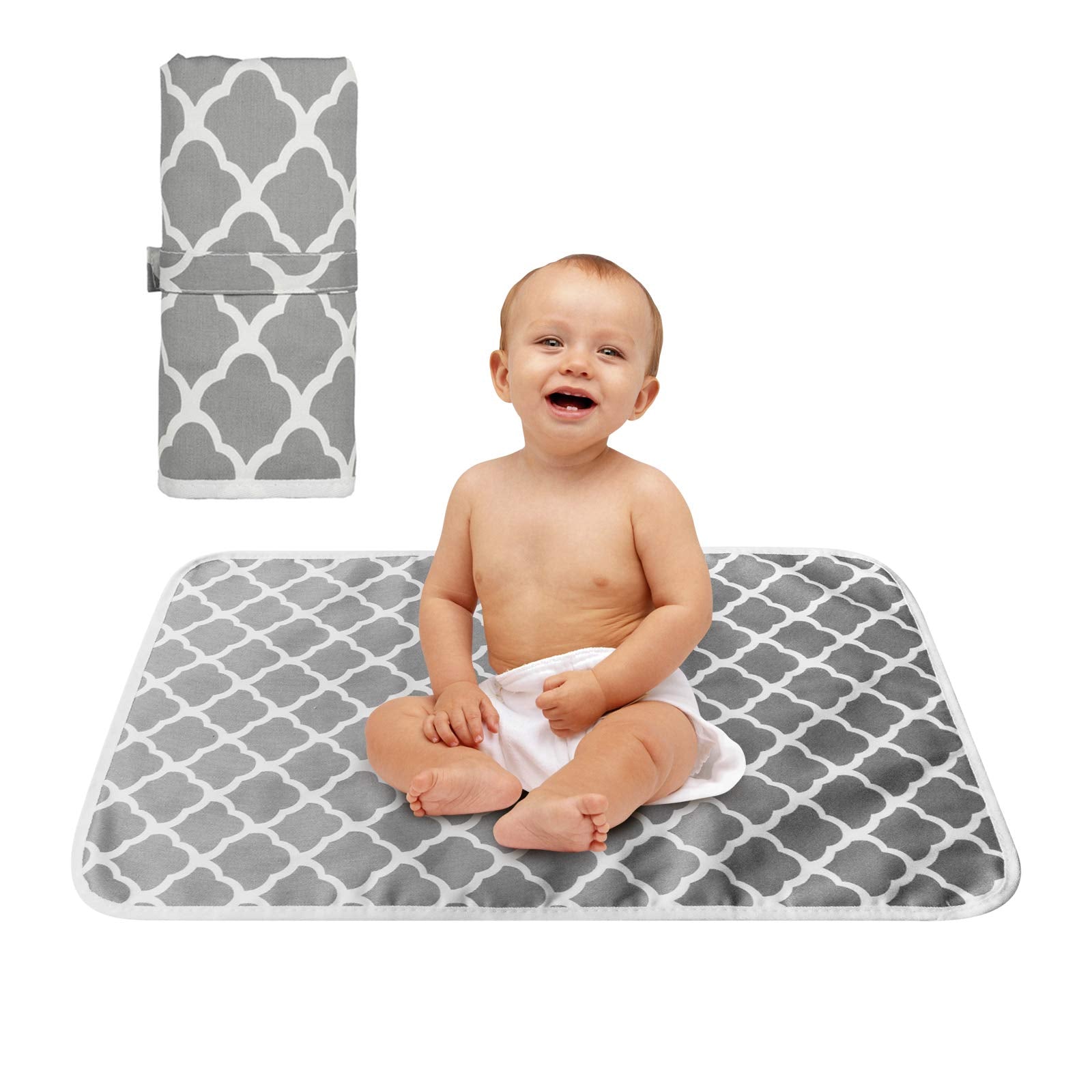 Portable Nappy Changing Mat, Baby Changing Mat Portable Travel Changing Mats Waterproof for Baby Newborn & Toddlers, Foldable Infant Baby Urinal Pad Waterproof, Gray（70 * 50cm）
