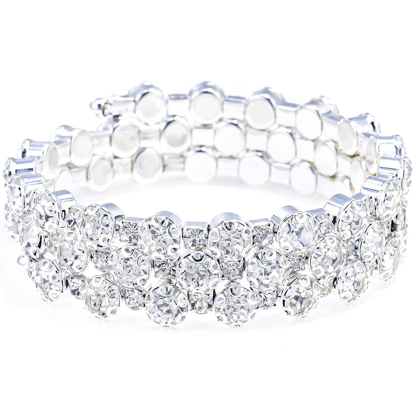 Chamqueen Adjustable Rhinestone Bracelet Classical Pearl Bracelet Bangle for Women Girls Jewelry
