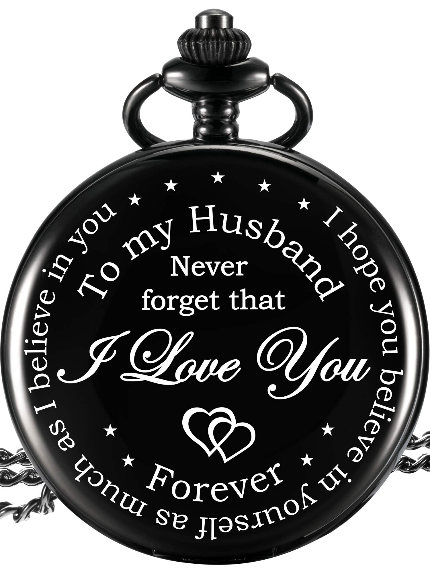 Hicarer Pocket Watch Husband Gift Birthday Gift Valentine's Day Gift from Wife Engraved I Love You Pocket Watch