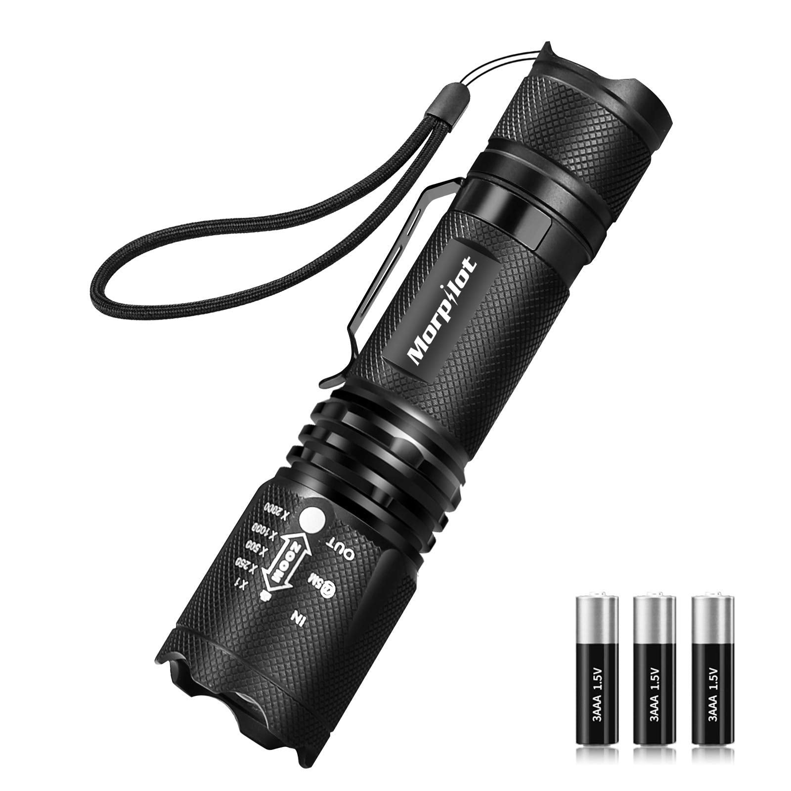 Morpilot UV Flashlight, 2 in 1 Torch, 395nm Ultraviolet Light, White Flashlight 4 Modes Zoomable, 500 Lumens Powerful, for Camping, Household, Hiking, Emergency