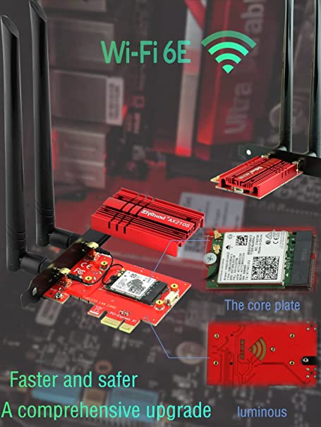 Ziyituod WiFi 6E AX210S PCIE WiFi Card Expands Wi-Fi into 6GHz | Up to 5400Mbps | BT5.2 | Tri-Bands(6GHz/5GHz/2.4GHz) | OFDMA,MU-MIMO,Ultra-Low Latency | Support Windows 10/11 64Bit