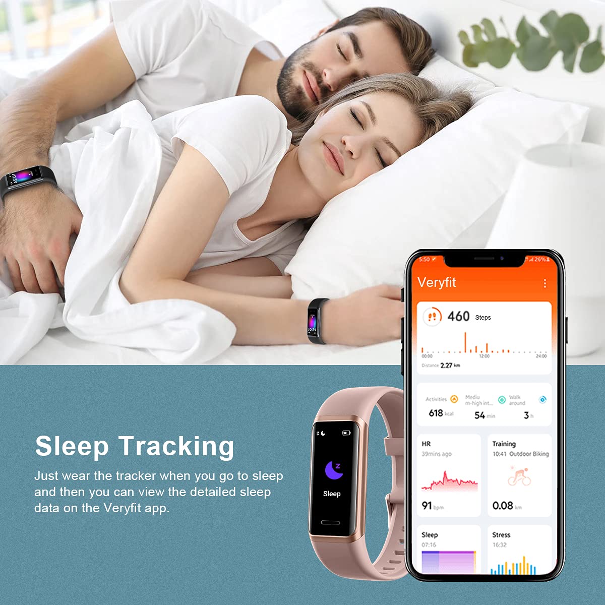 CHEREEKI Fitness Watch, Activity Trackers with Heart Rate Monitor and Sleep Monitor, IP68 Waterproof Smart Watch with Alexa Built-in, Step/Calorie Counter, Pedometer Watch for Women Men (Black)
