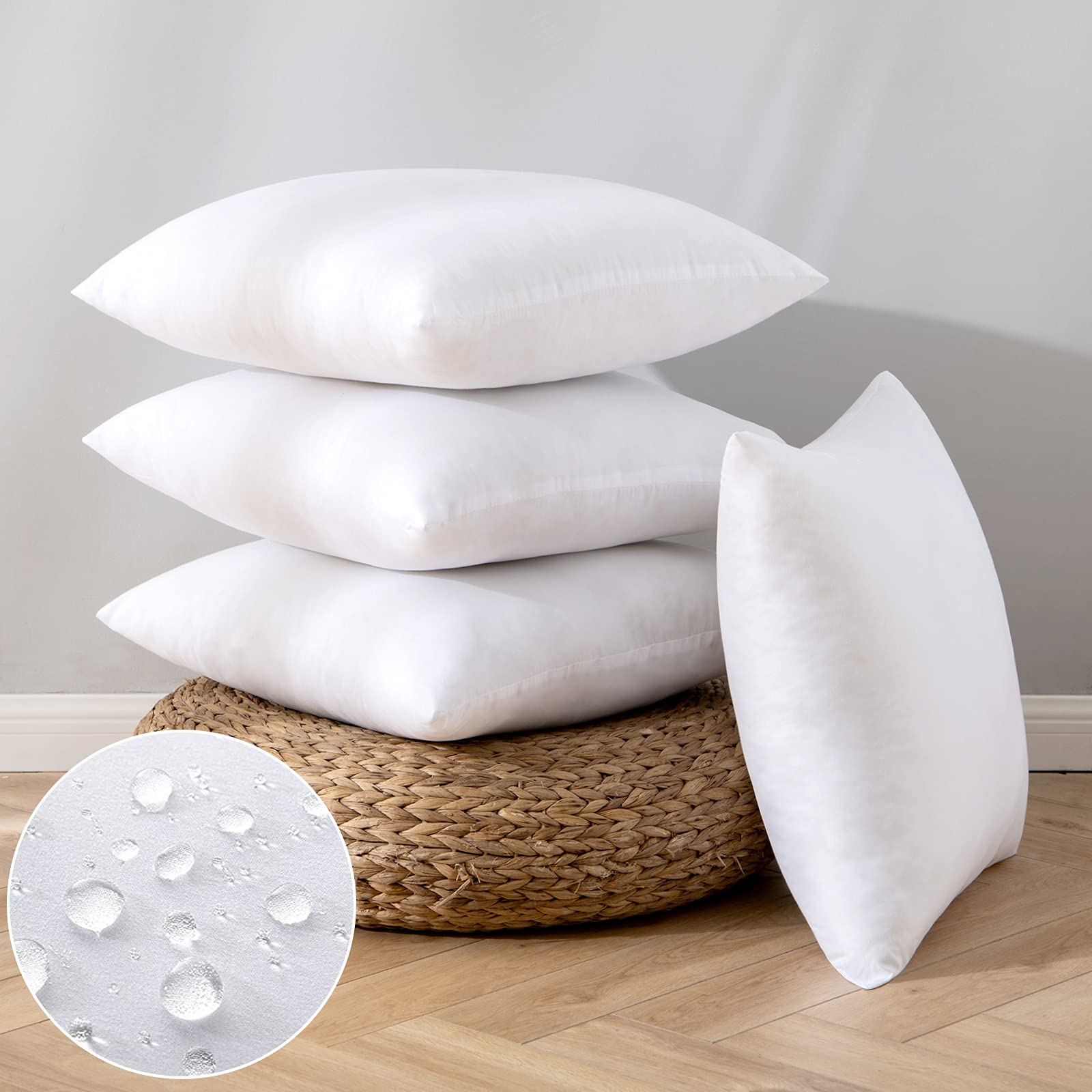 EMEMA Cushion Insert 20x20 Inch Square Pillow Inner Accessories Set of 4 for Sofa Bed Cushion Cover Pillow 50x50 cm White Warm Decorative