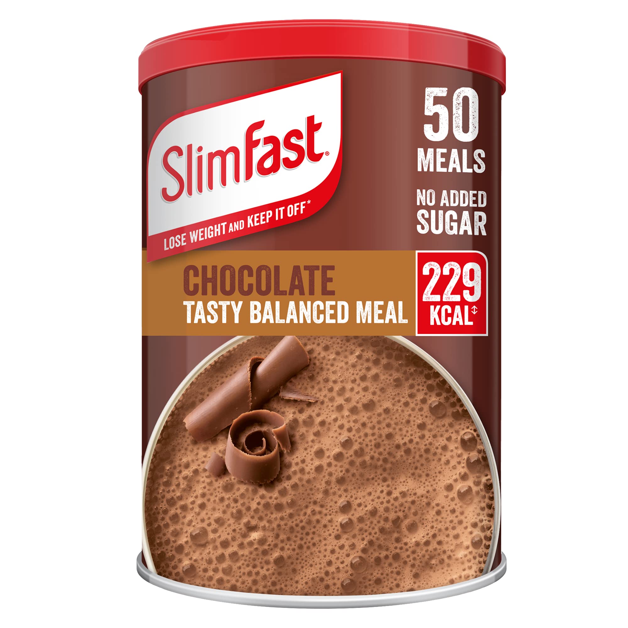 SlimFast Balanced Meal Shake, Healthy Shake for Balanced Diet Plan with Vitamins and Minerals, High in Fibre, Chocolate Flavour, 50 Servings, 1.875 kg