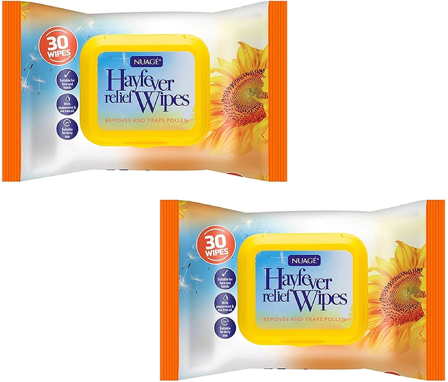 Miller & Co, Nuage Hayfever Relief Wipes - Allergy Relief, Natural Remedy for Hay Fever, 30 Wipes (2 Packs)