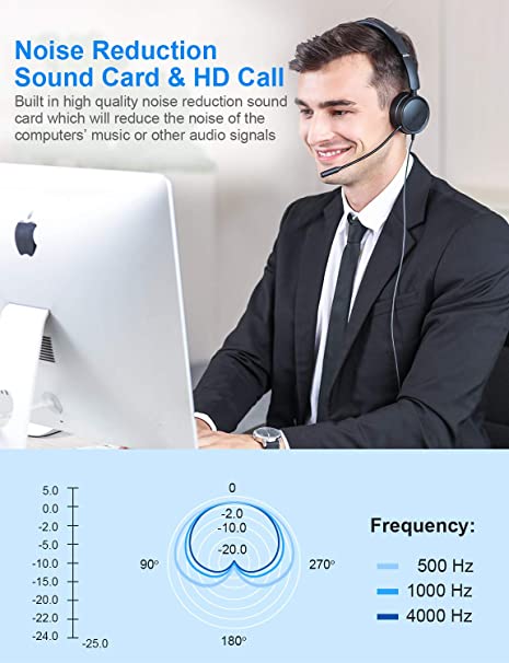 Computer Headset with Microphone New Bee USB/3.5mm Headset Business Headset Noise Canceling & Clear Stereo Sound for Call Center Office, Conference Calls, Skype Chat, Online Courses and Music