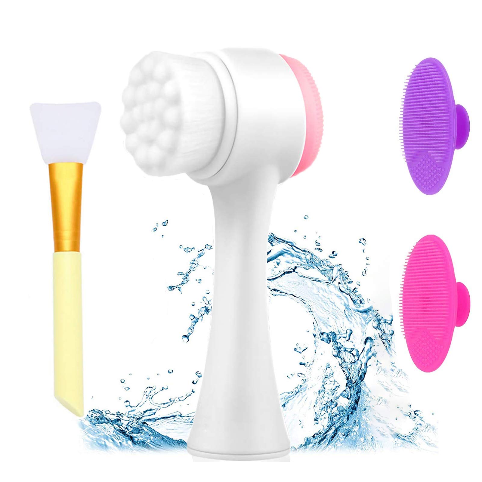 4 in 1 Facial Cleansing Brush, Silicone Face Mask Brush Silicone Face Scrubber for Anti-Aging Skin Cleanser and Deep Exfoliator Makeup Tool for Facial Skin Care(4PCS) (4 Pack)