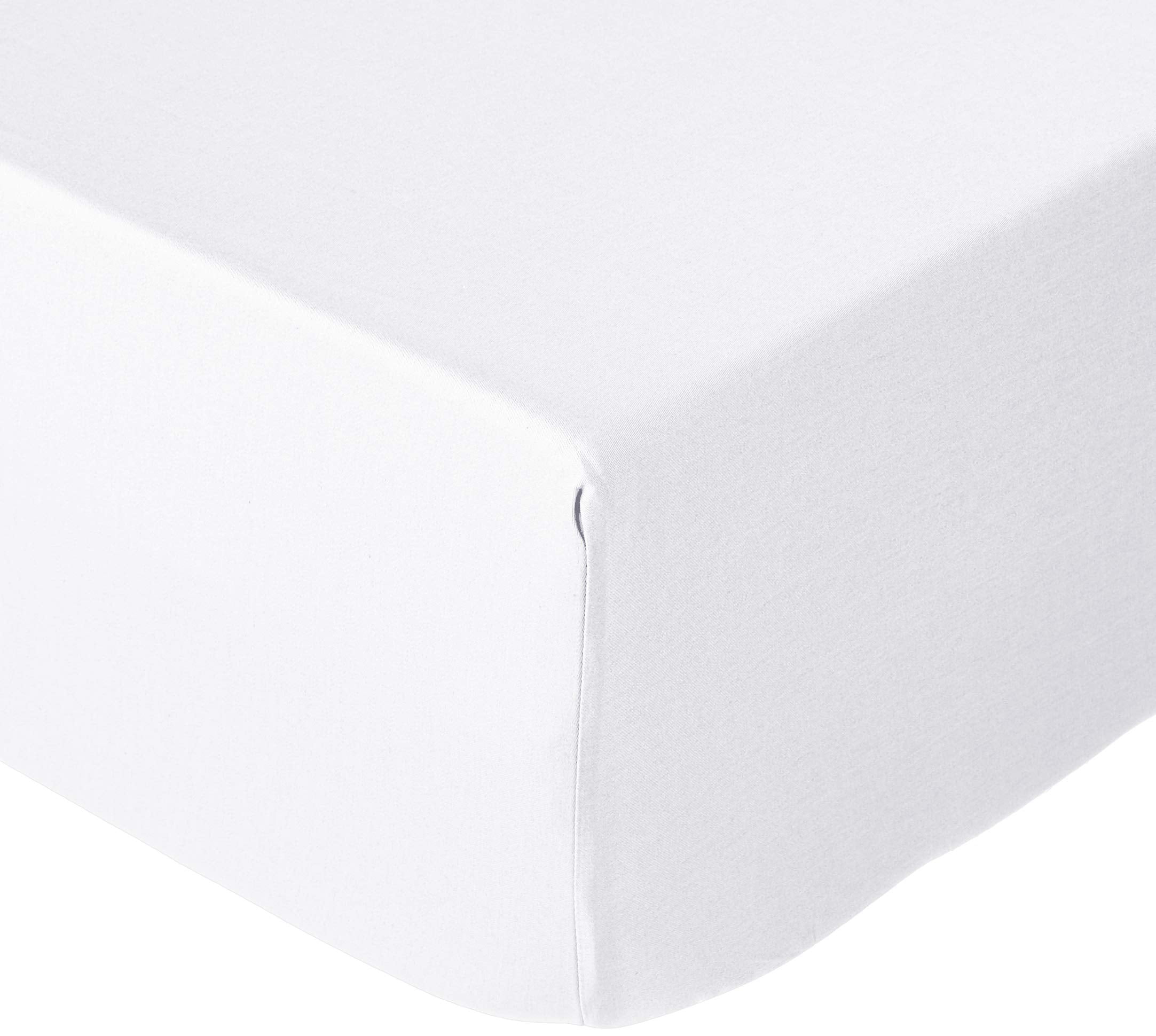 Amazon Basics Sateen Fitted Sheet, 140 x 200 cm, White