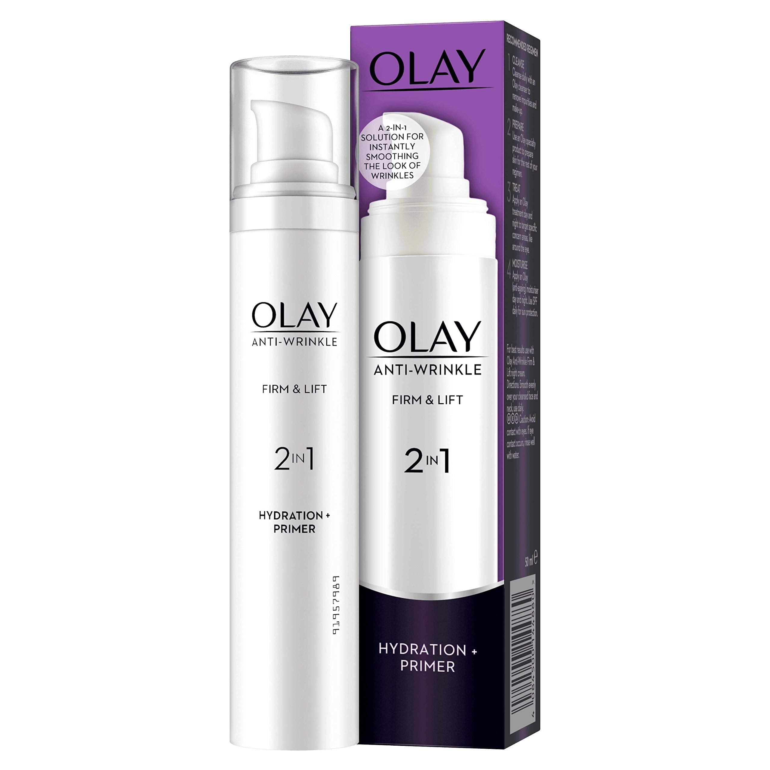 Olay Anti-Wrinkle Firm and Lift 2-in-1 Moisturiser and Anti-Ageing Primer, 50ml