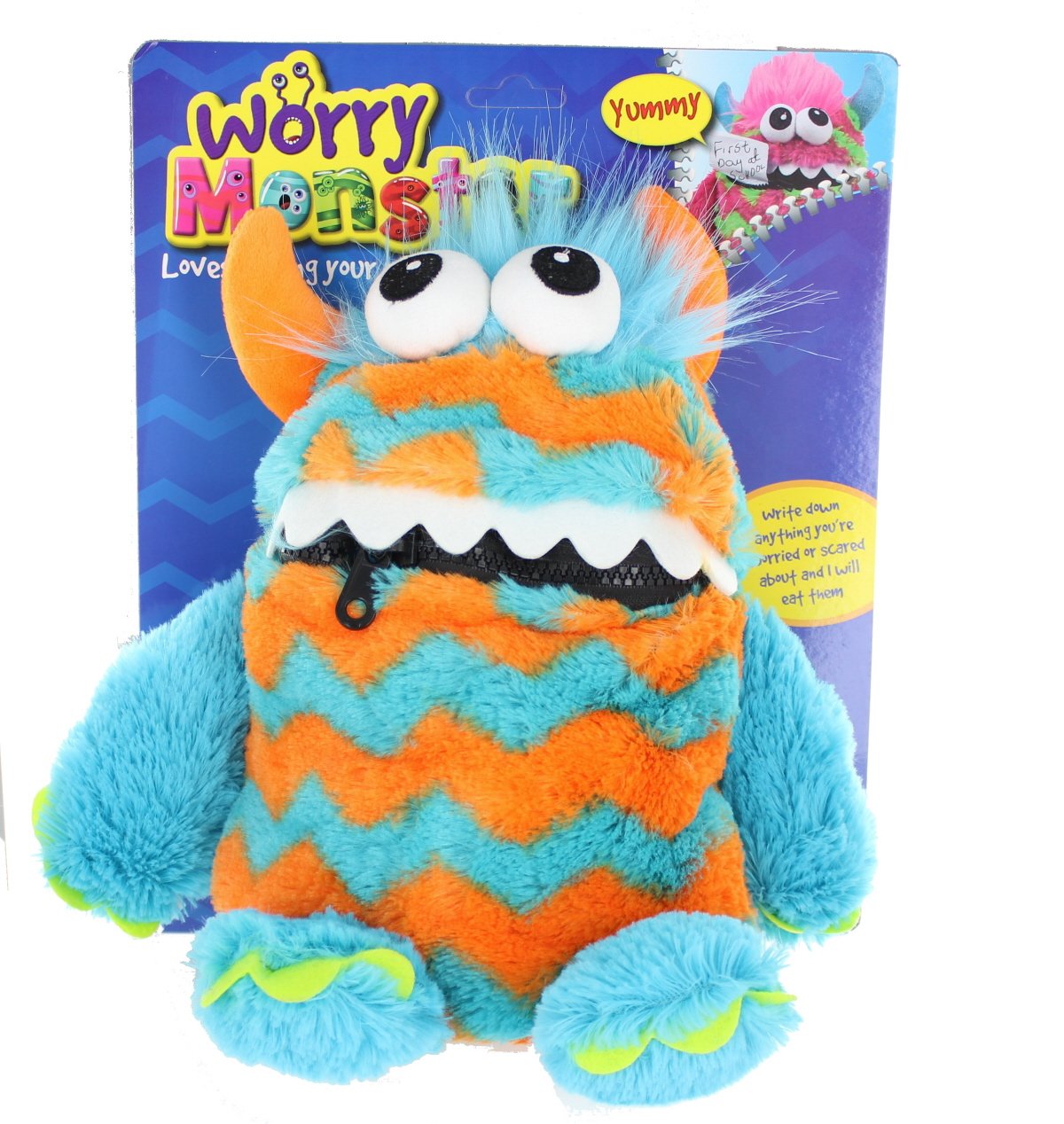 Worry Monster Plush Soft Toy blue & orange
