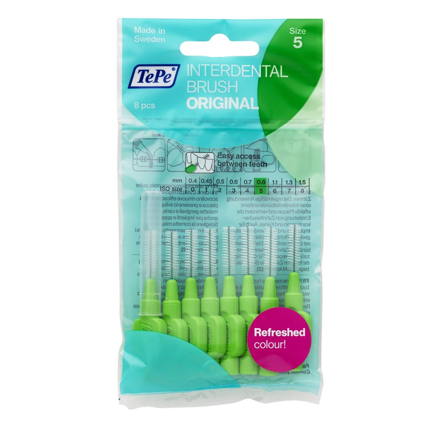 TePe Interdental Brushes 0.8mm Green - 3 Packets of 8 (24 Brushes)