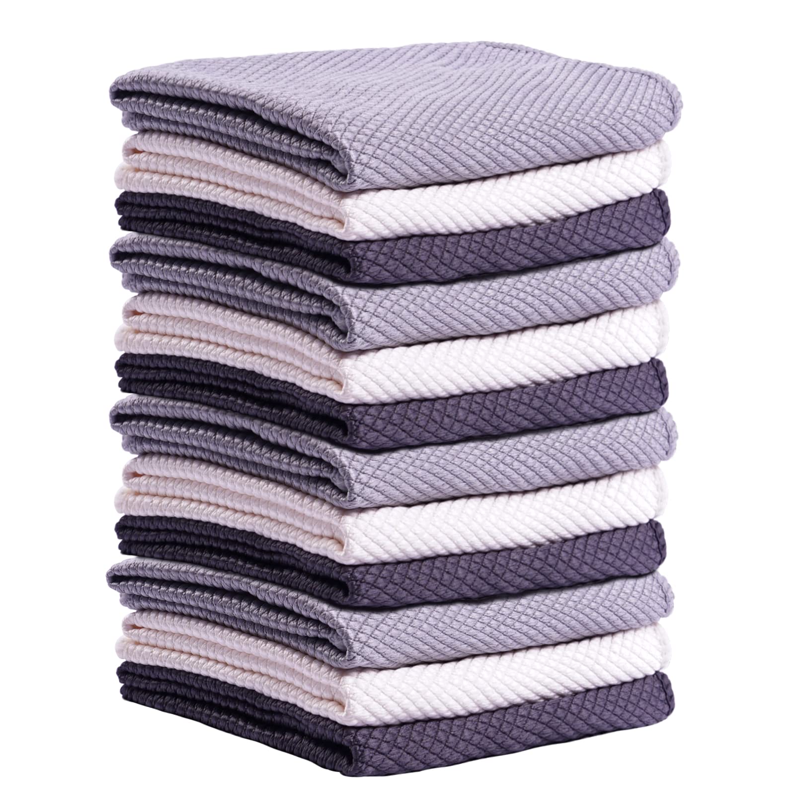 Viviland Microfiber Tea Towels Set of 12, 30 x 30 cm Ultra Soft Kitchen Towels Durable and Reusable Towel, Absorbent Quick Dry Tea Towels