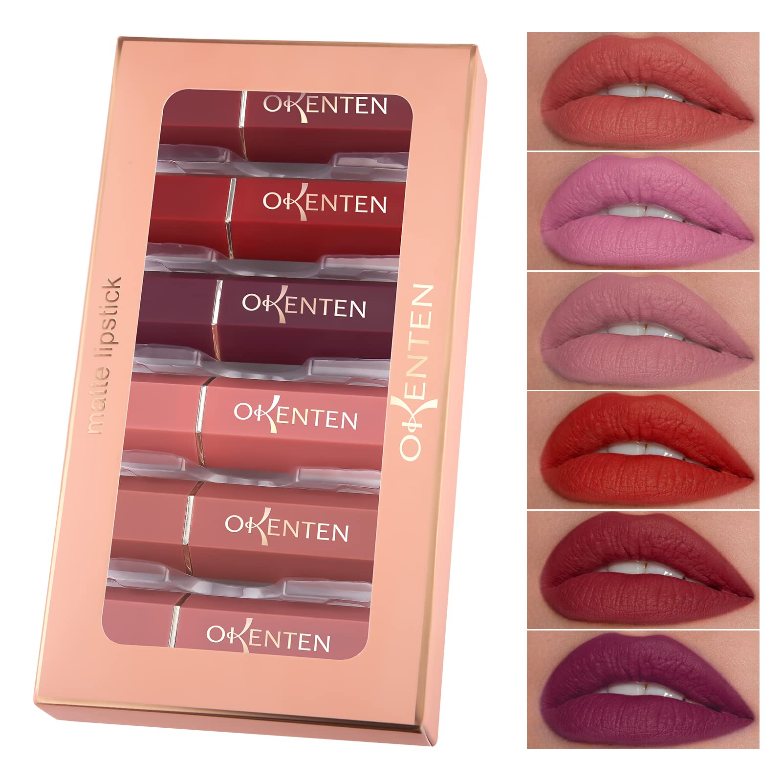 ONLYOILY Lipstick Makeup Set,Matte Lipstick Lasting Beauty Lips, Intense pigments,Waterproof Long Lasting Lip Makeup Kit Makeup Gift Set (6 Colors) - gifts for women