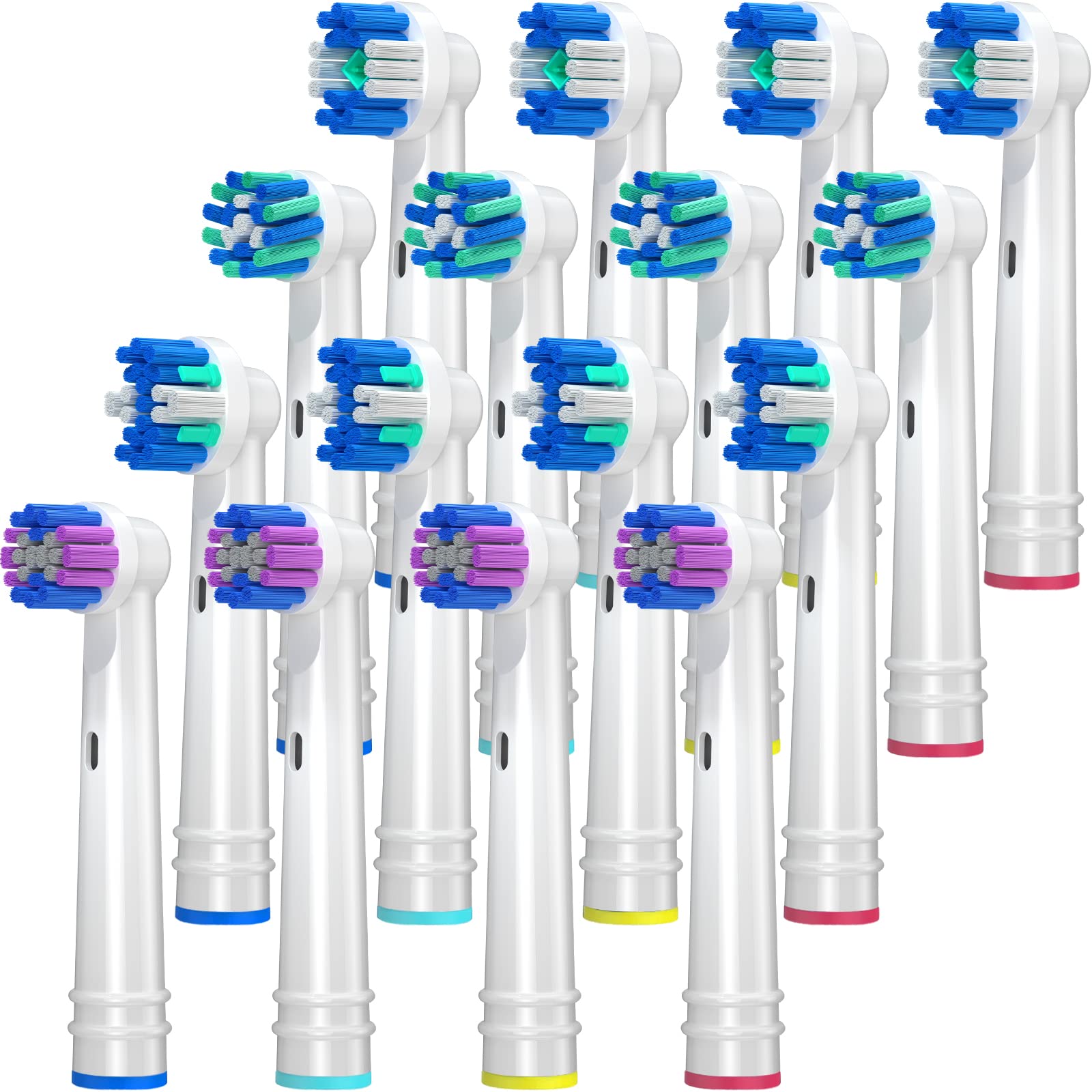 REDTRON Replacement Brush Heads Compatible with Oral B, 16Pcs Toothbrush Heads for Oral B Works with Precision, Whitening and Floss-White