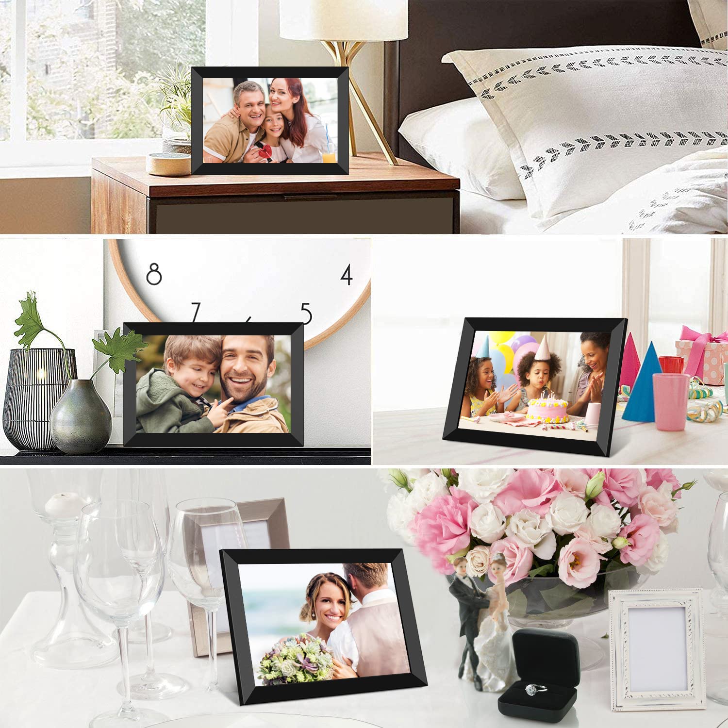 Digital Photo Frames,Newest UI Design YENOCK 8.2 inch 1920 x 1200 FHD High Resolution Full IPS Photo/Music/Video Player Calendar Alarm with Remote Control Digital Picture Frame