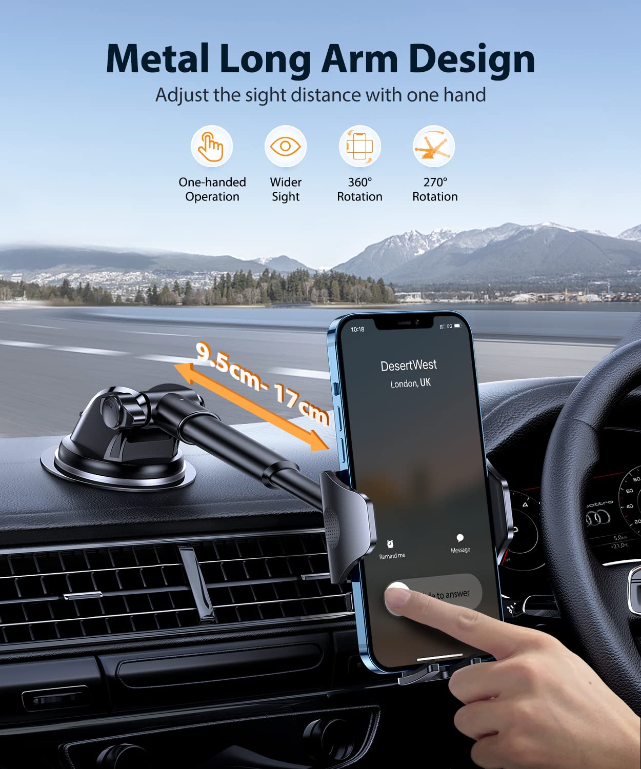 [2022 Sturdiest] DesertWest Car Phone Holder Mount [Unbreakable & Never Fall Off] Phone Holder for Cars Universal Mobile Phone Cradle for iPhone 11 12 13 Pro Max Samsung Air Vent Dashboard Windscreen