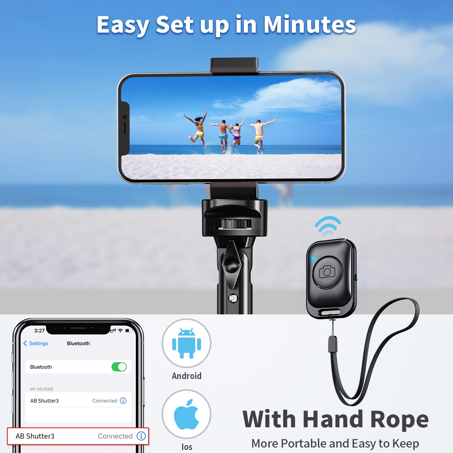 Pnitri 67'' Professional Phone Tripod Stand & Portable Aluminum Selfie Stick with Wireless Remote, Extendable Flexible Cellphone Tripod Compatible with iPhone Android Phone, DSLR Camera etc