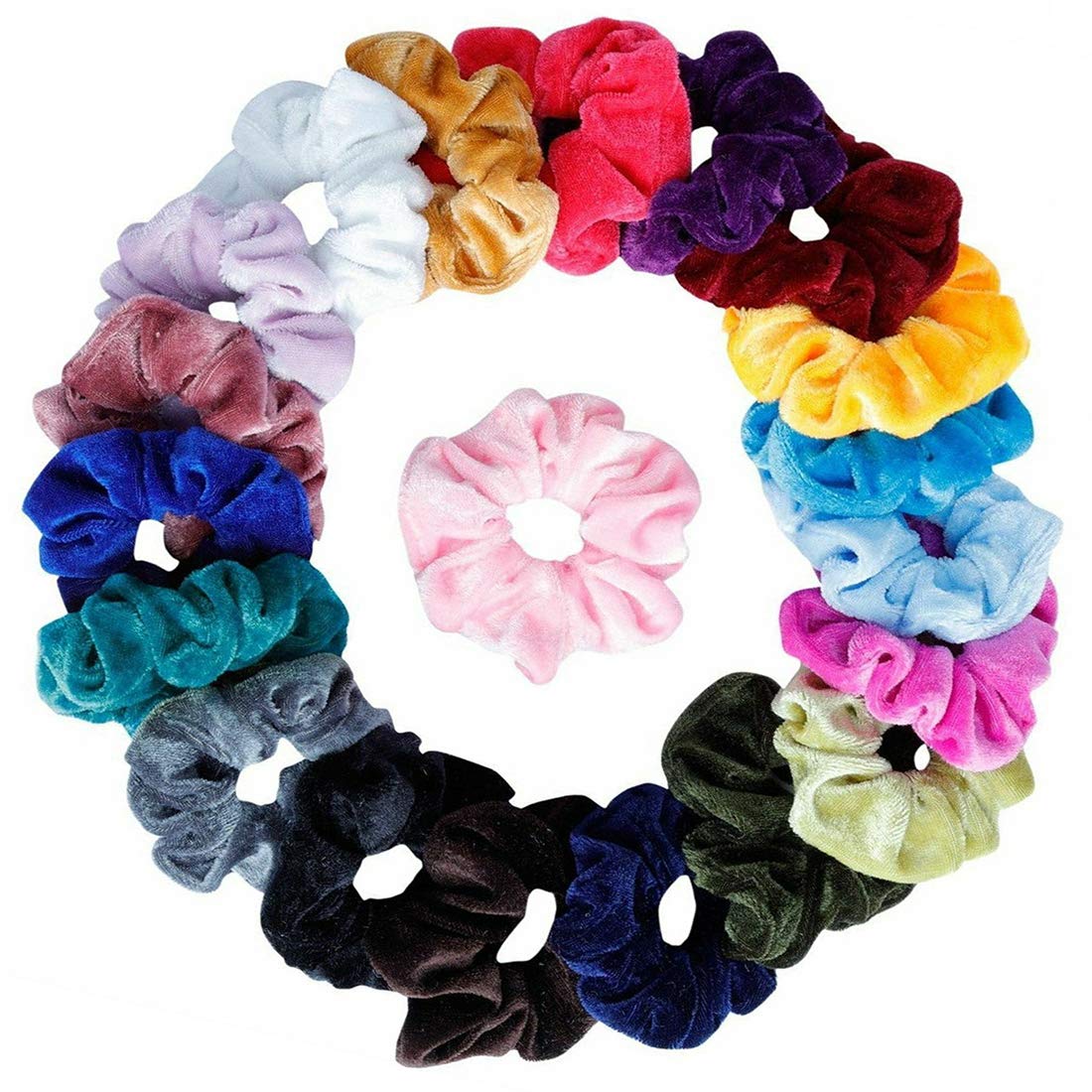 Syolee 20 Pcs Hair Scrunchies Colorful Velvet Elastic Hair Ties Scrunchy Bobbles Ponytail Holder Bands for Women Girls Hair Accessories