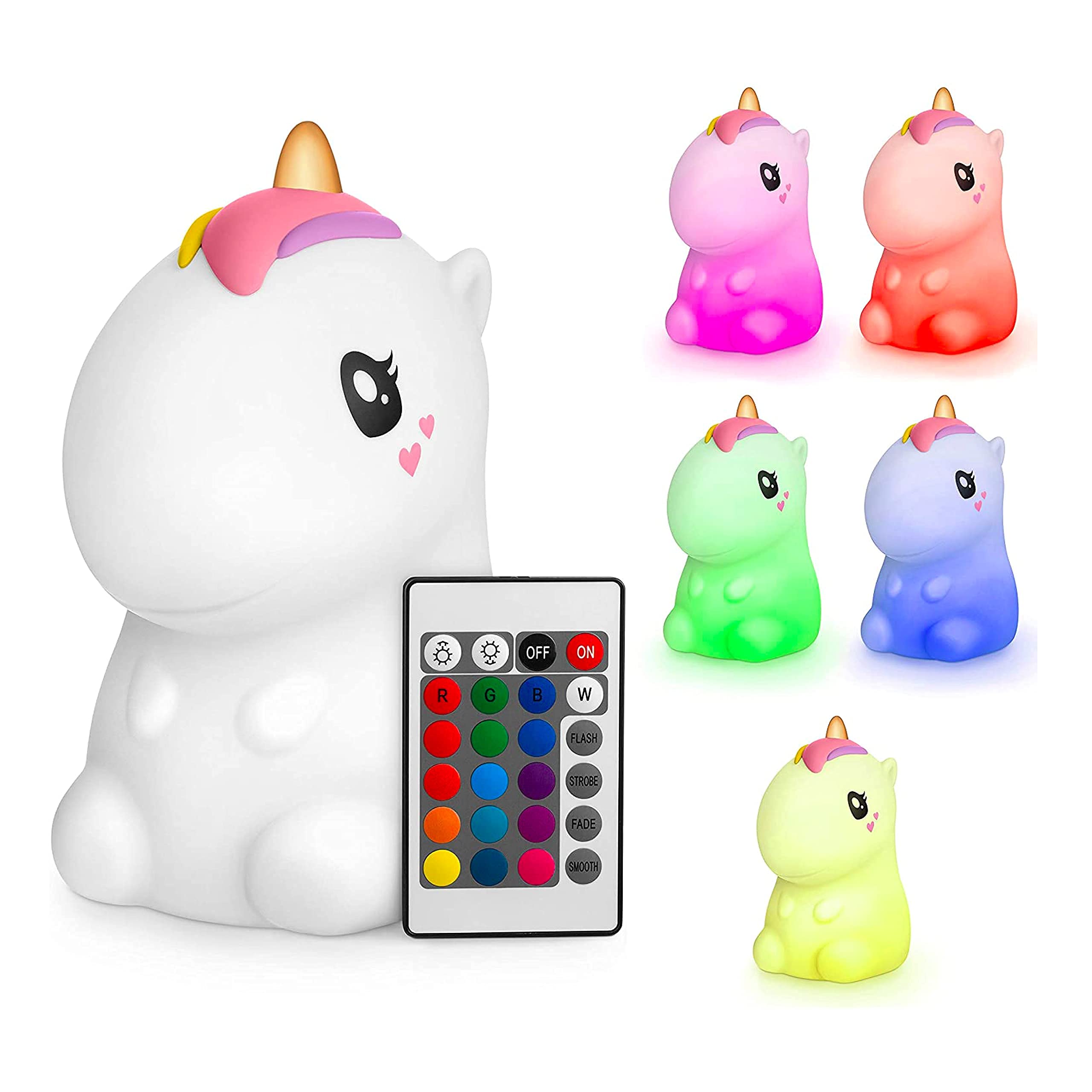 Sweet Ponies Rechargeable LED Night Light, Silicone Lamp for Children with Remote Control
