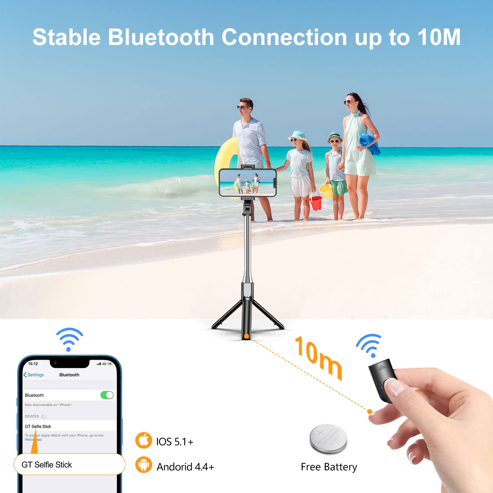 Gritin Selfie Stick, 3 in 1 Bluetooth Selfie Stick Tripod, Extendable –  iKura Express