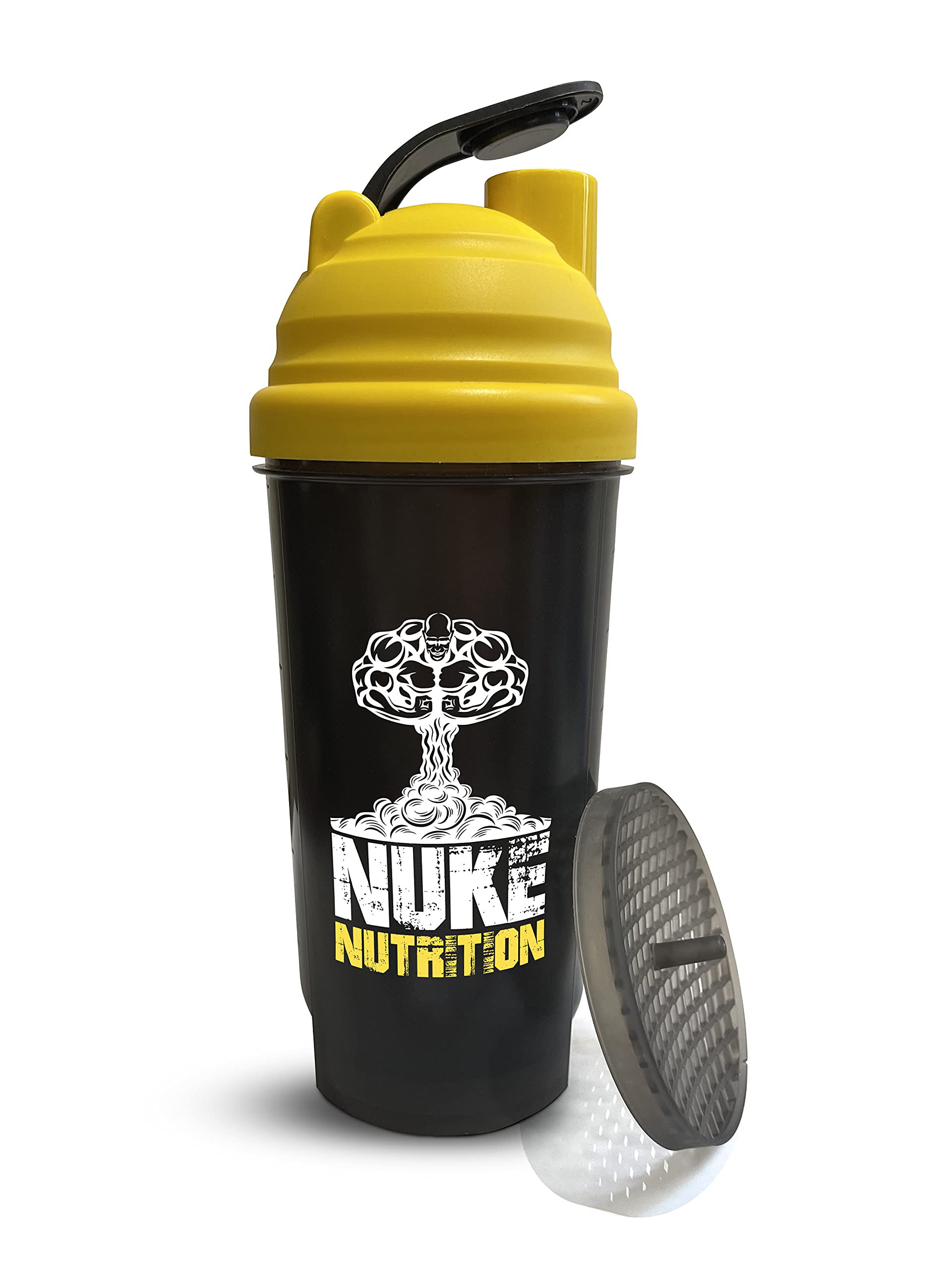 Nuke Nutrition Protein Shaker Bottle - 700ml - Shaker Bottle For Nutrition, Gym & Sports Supplements - Zero Lumps Protein Shaker Mixer - Dishwasher Safe Protein Shake Bottle - Durable & Secure Lid