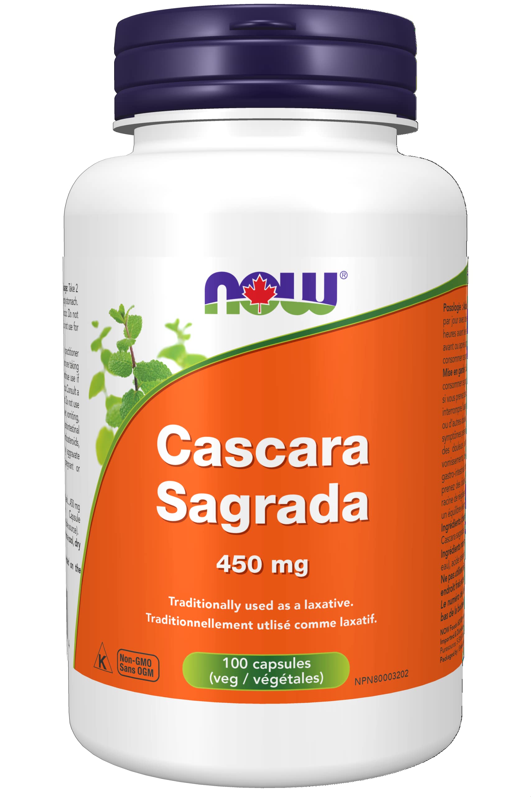 NOW Cascara Sagrada 450mg 100 Veg Capsules, 50 g