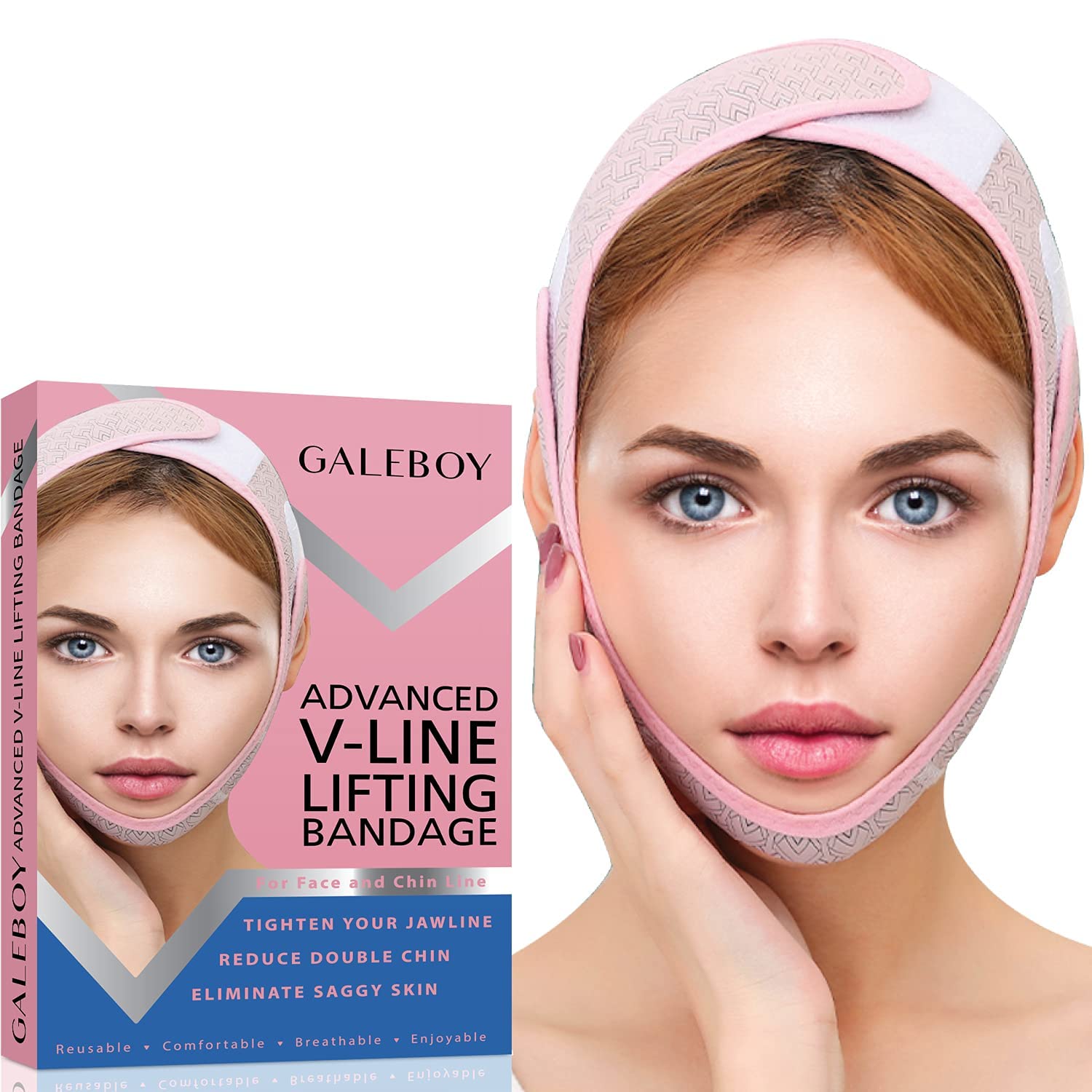 Galeboy Double Chin Reducer - Double Chin Strap- Advanced V-Line Facial Slimming Strap for Men & Women - Contour Tightening & Firming Bandage -Face Slimmer & Shaper