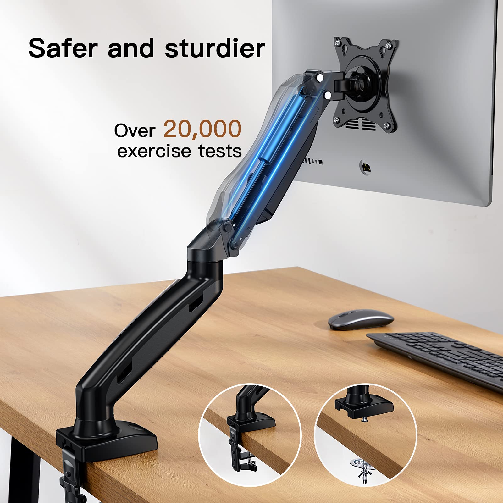 HUANUO Single Monitor Arm for 13 to 30 inch Screen, Gas Spring Monitor Arm, Home Office Monitor Mount, Easy Installation, Adjustable Tilt Swivel Rotate, VESA 75x75 100x100, Weight 6.5KG